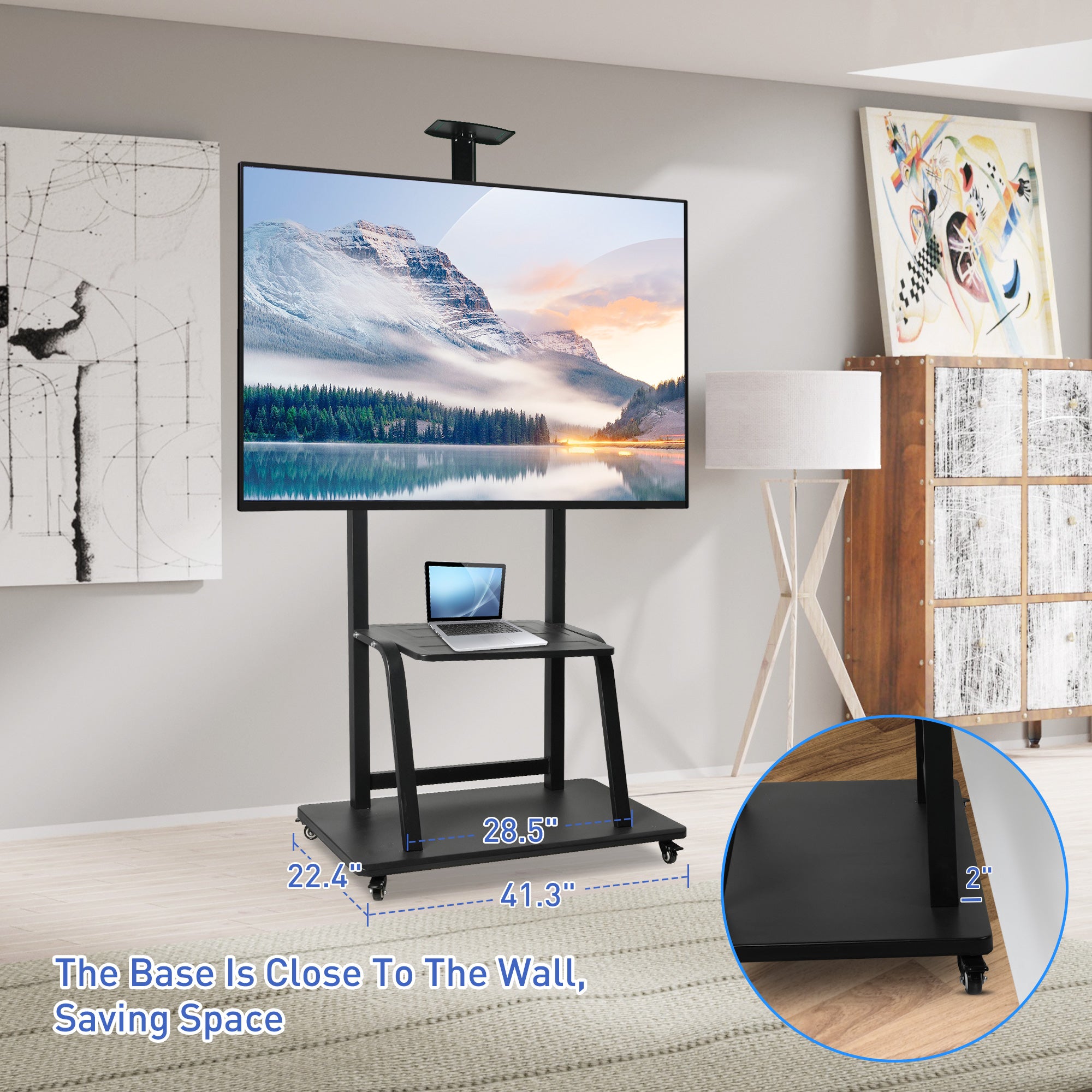 Mobile TV Stand with Wheels for 42-100 Inch Flat Screen TVs - Portable Tall TV Cart with Adjustable Height, Camera Shelf, Holds Up to 330lbs, Max VESA 900x600mm