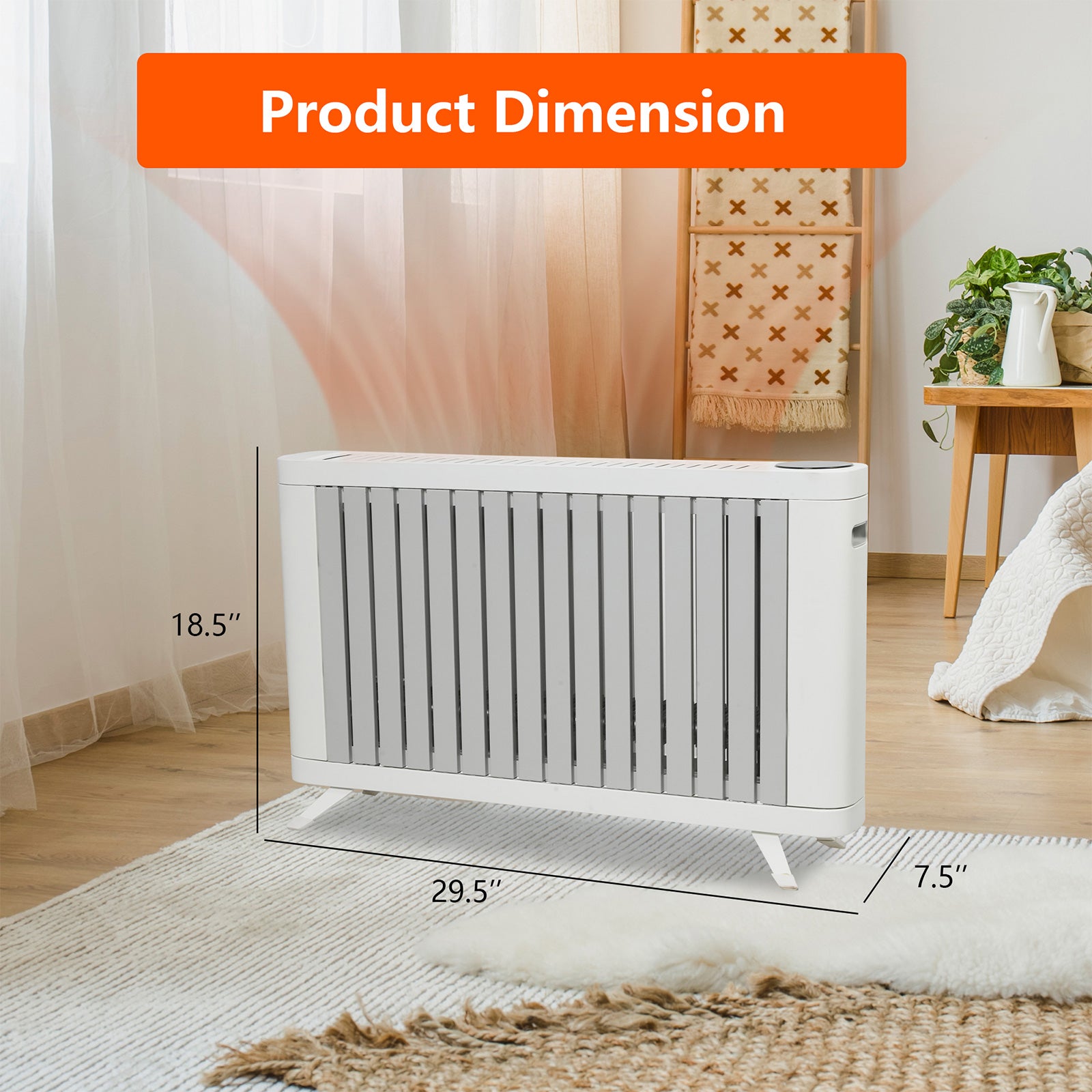 1500W Electric Baseboard Space Heater with Adjustable Thermostat , Remote Included and with Digital Display