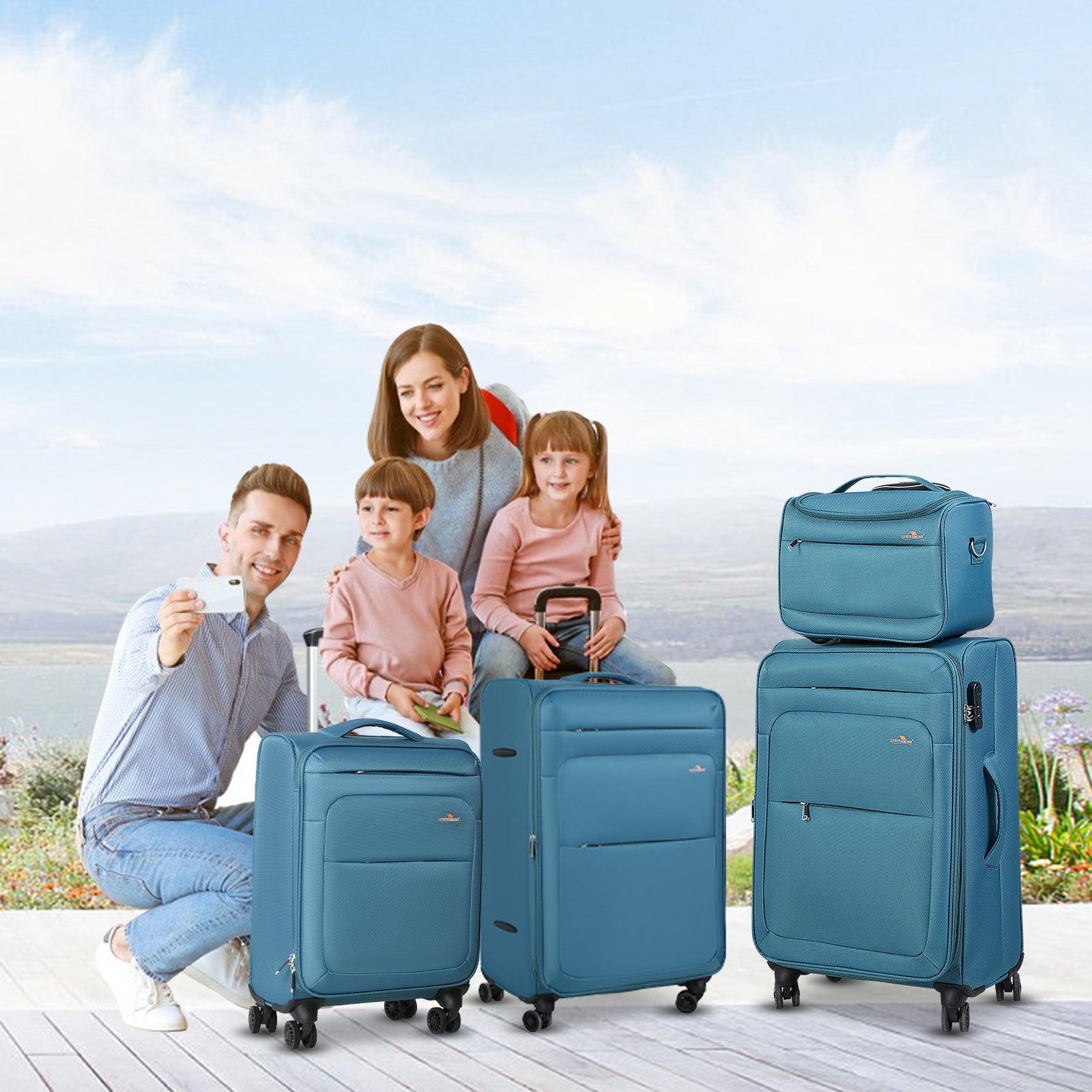 Luggage Sets 5 Piece Suitcase Set 18"/24"/28", with Duffel Bag and Cosmetic Bag Expandable Carry on Suitcase, Black - Bosonshop