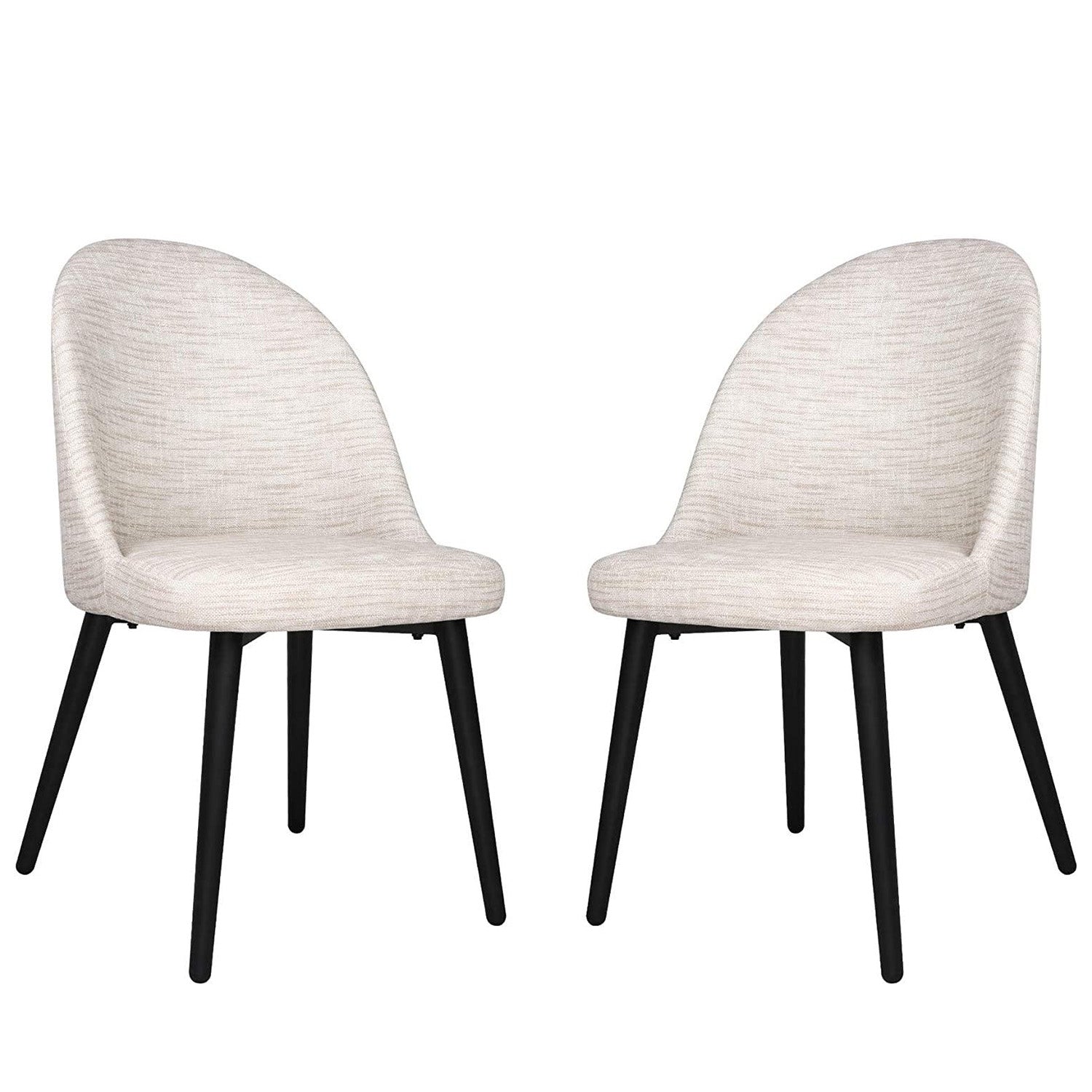 Classic Dining Chair Set of 2, Modern Family Leisure Chair with Steel Legs, PU Leather Mid Back Side Chair, White - Bosonshop