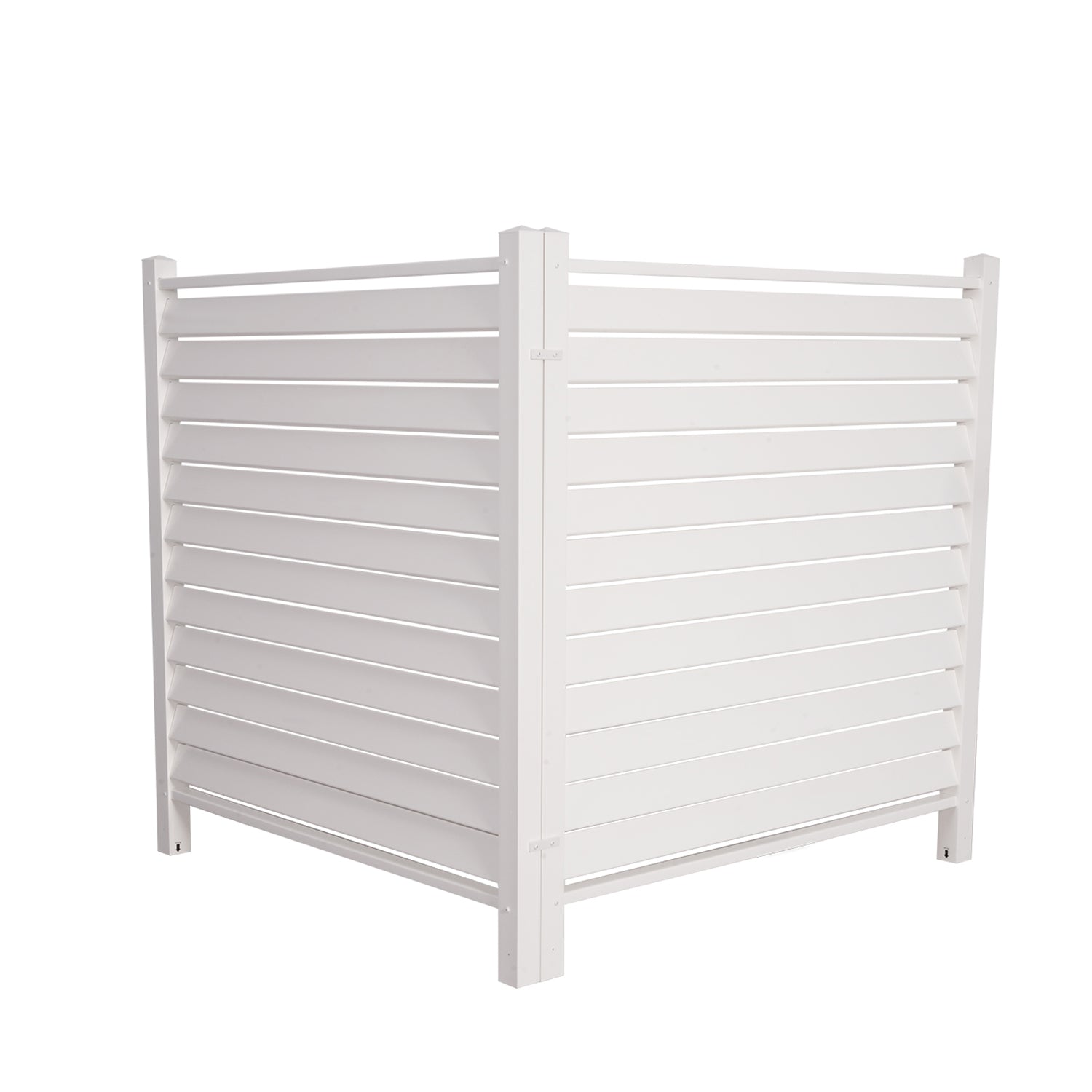 Air Conditioner Fence Privacy Screen 48"x 48", Louvered Outdoor Privacy Vinyl Fence Panels, 2 Panels, White - Bosonshop