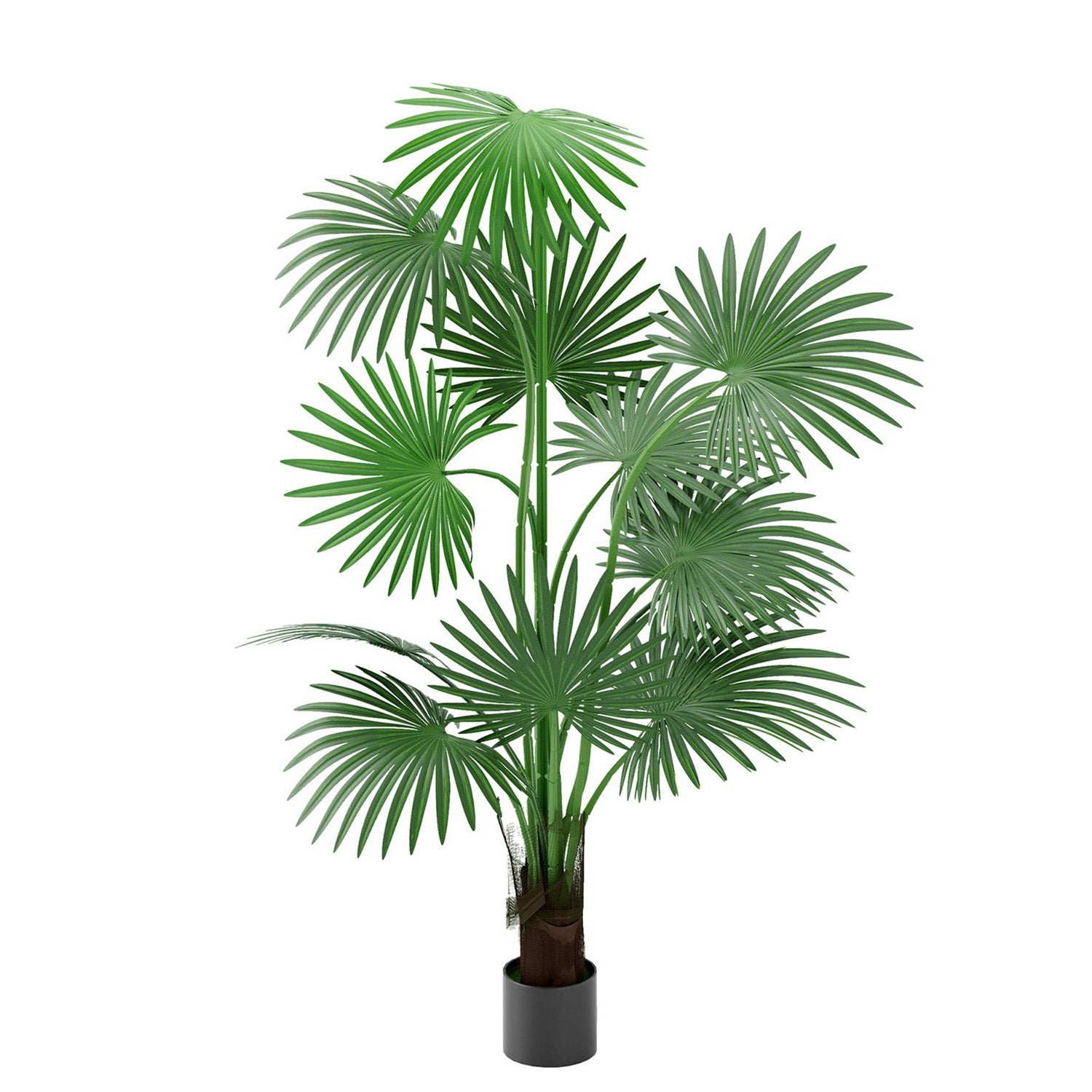5.8' Artificial Palm Tree in Pot Indoor Ornament Green Plant with 12 Decorative Leaves, Green - Bosonshop
