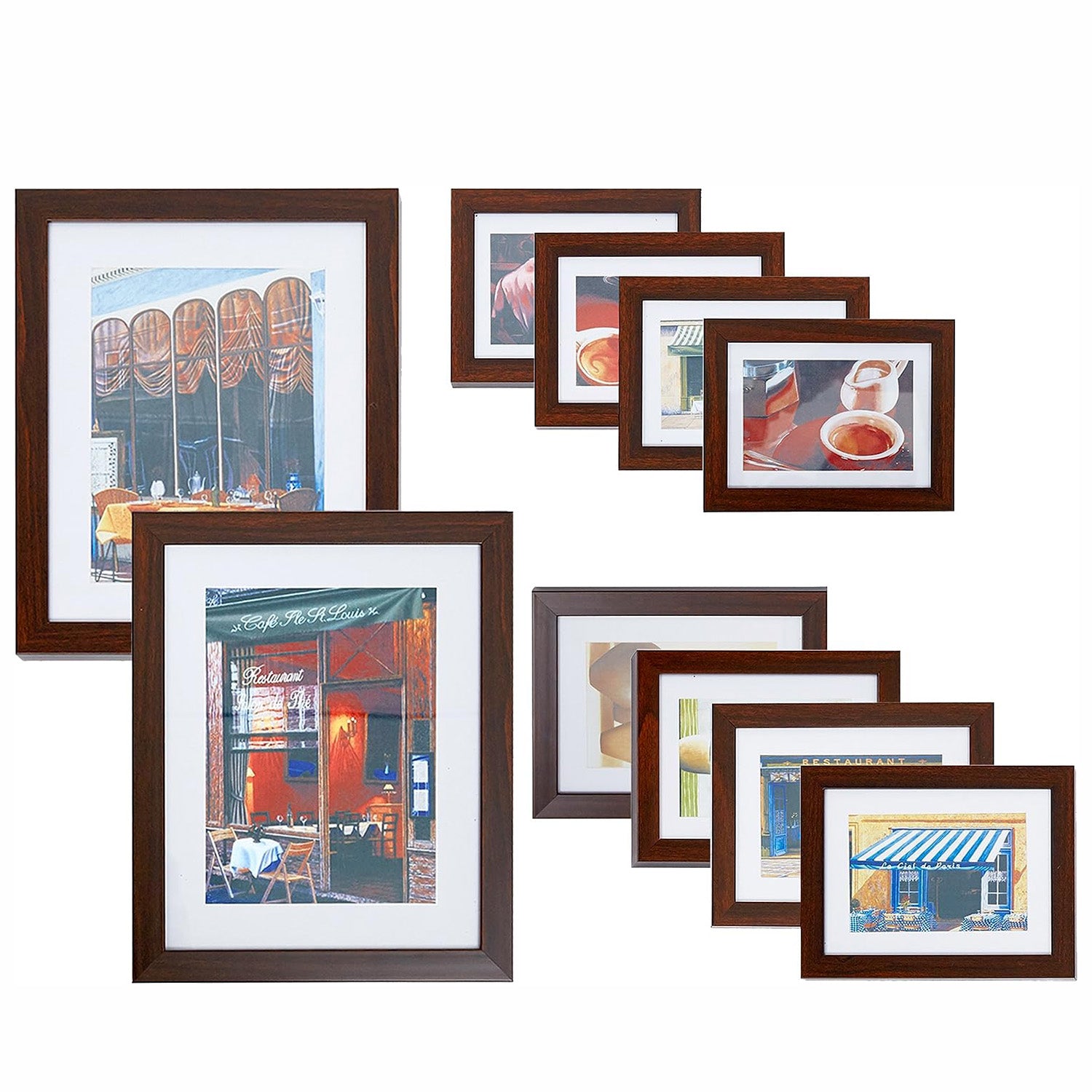 10 Pcs Multi Pack Picture Frame Value Set, Brown - Bosonshop