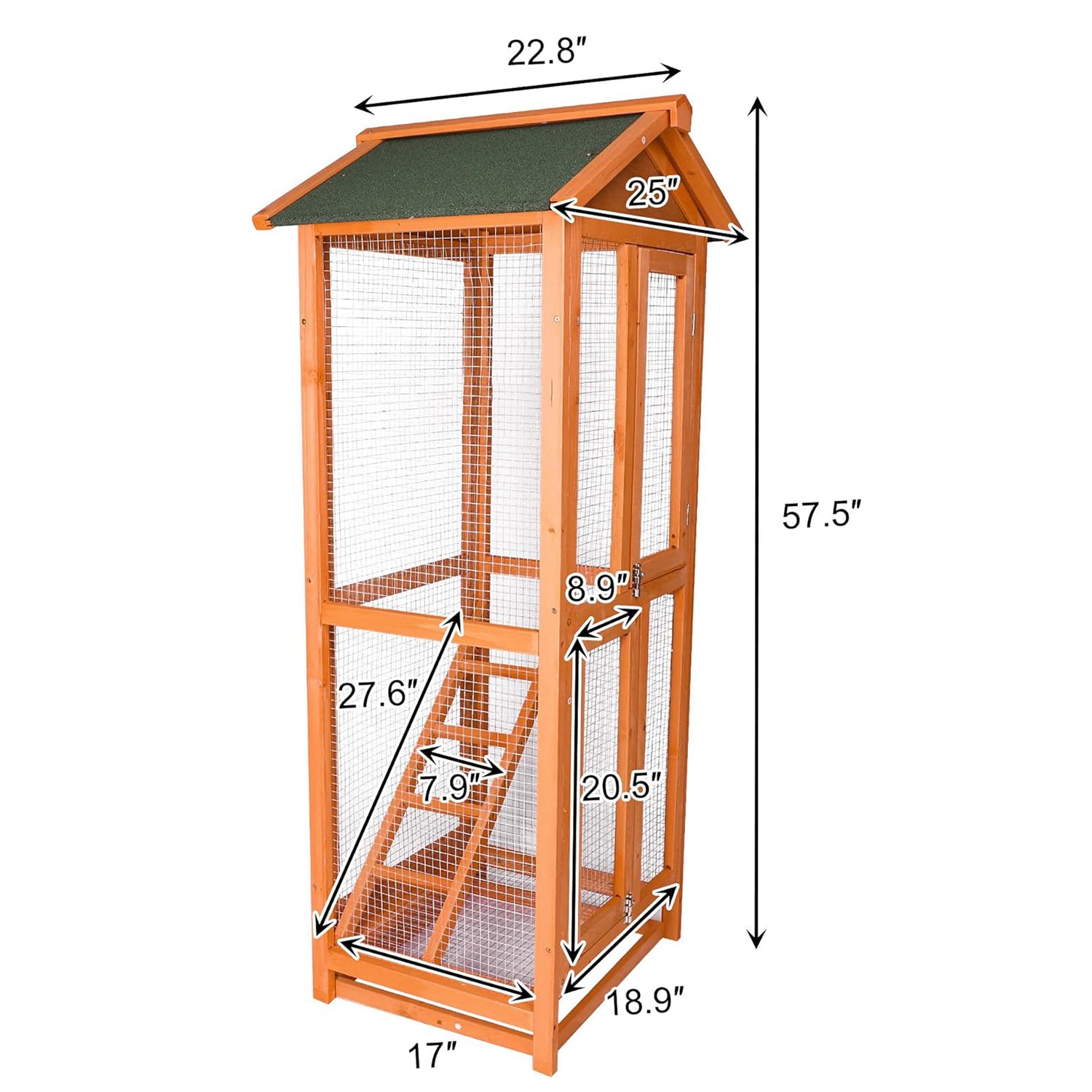 Wooden Large Bird Cage Pet Play Covered House Ladder Feeder Stand Outdoor - Bosonshop