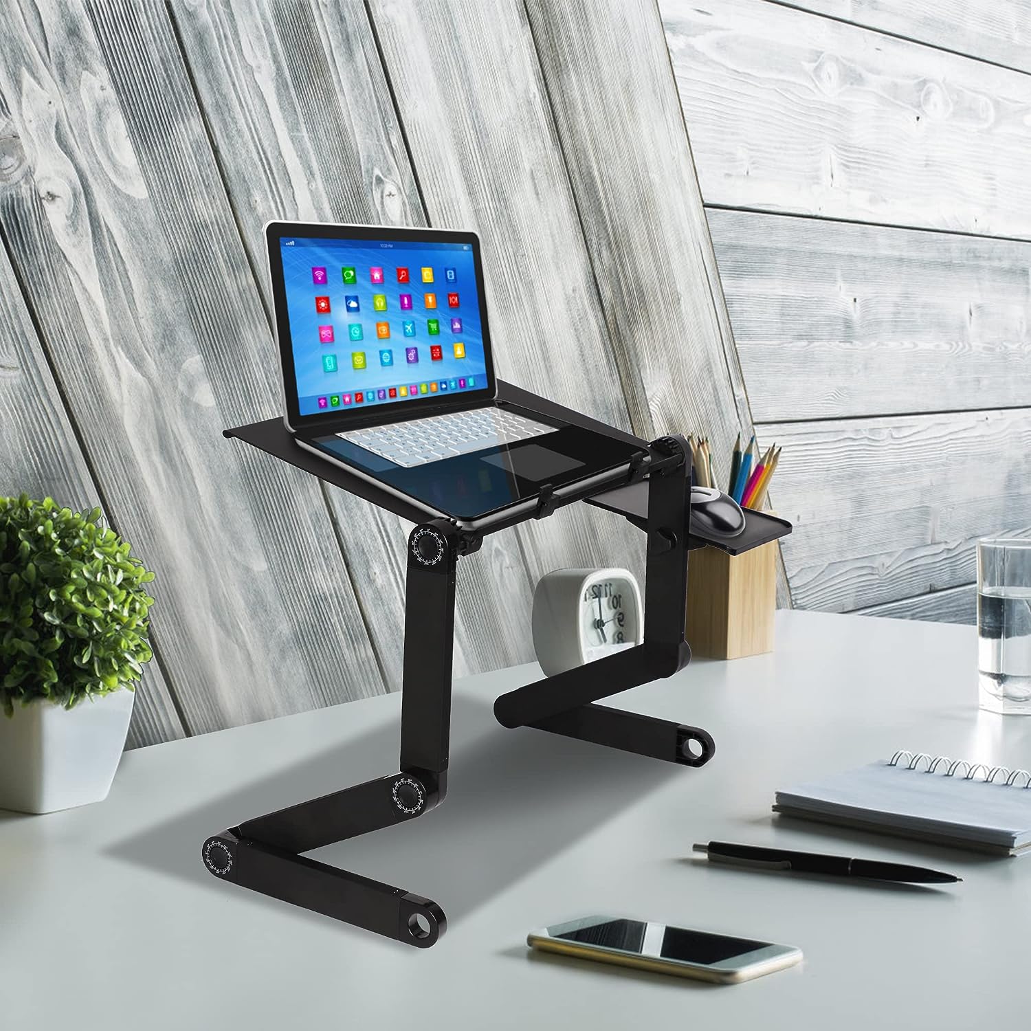 Foldable Adjustable Portable Laptop Table Stand Ergonomic Desk with Mouse Pad