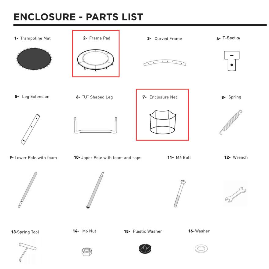 (Out of Stock) Part2 and Part7 of The 10 Feet Outdoor Trampoline Bounce Combo with Safety Enclosure And Spring Pad - Bosonshop