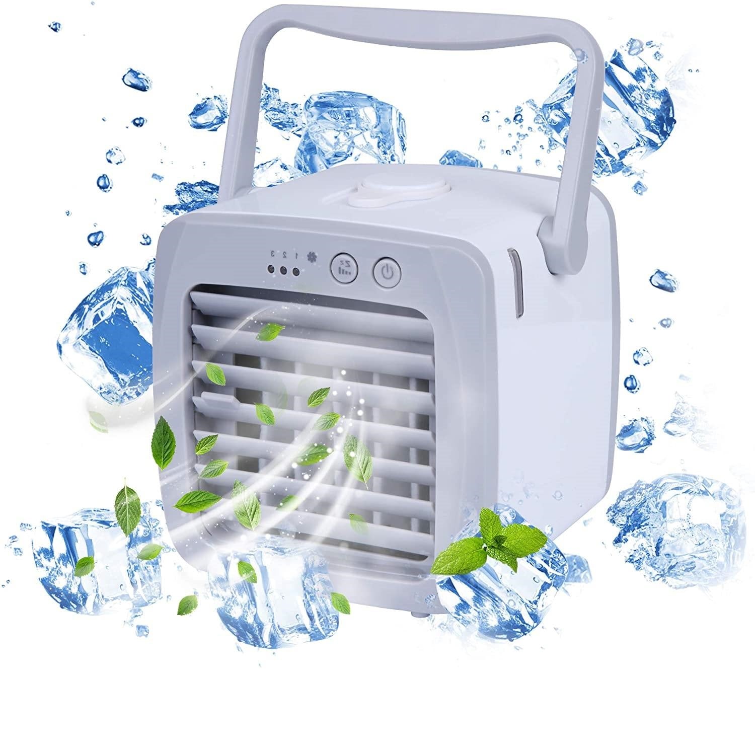 Portable USB Personal Mini Air Conditioner Fan, 3 Speeds, Quiet, Adjustable Vane, Ice Water Tank