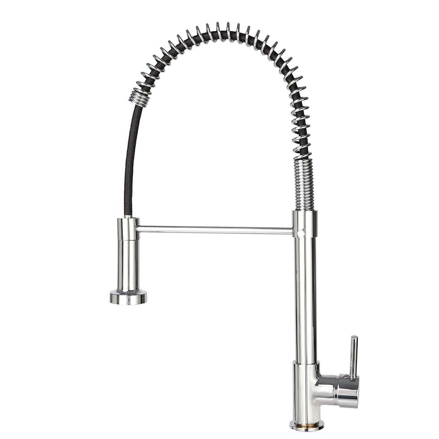 Commercial Kitchen Faucet with Pull Down Sprayer, High Arc Stainless Steel, 360 Swivel Single Handle Single Hole Spring Sink Faucet, Chrome - Bosonshop