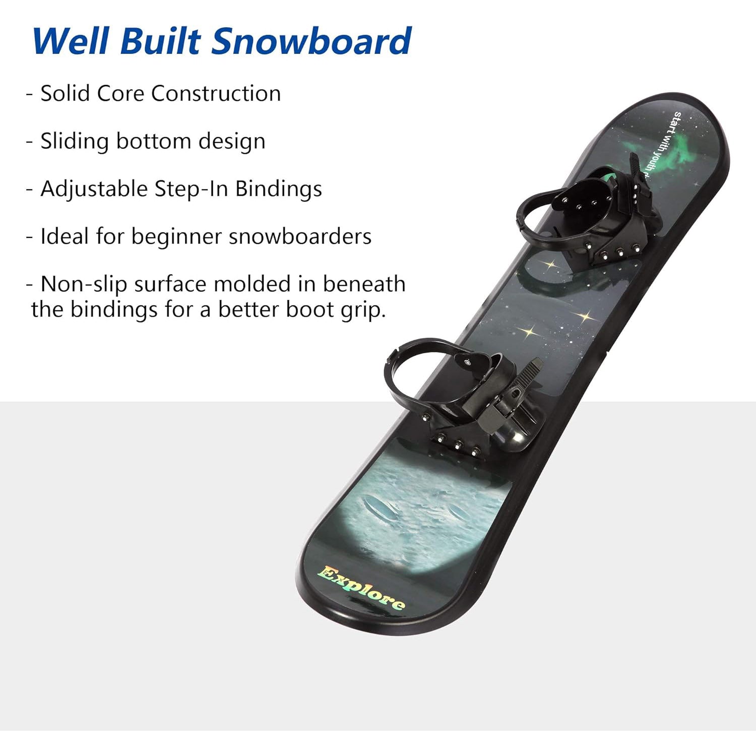 Snowboard for Kids Beginners - 43.3" Adjustable Step-in Bindings Winter Sport Ski Snow Board