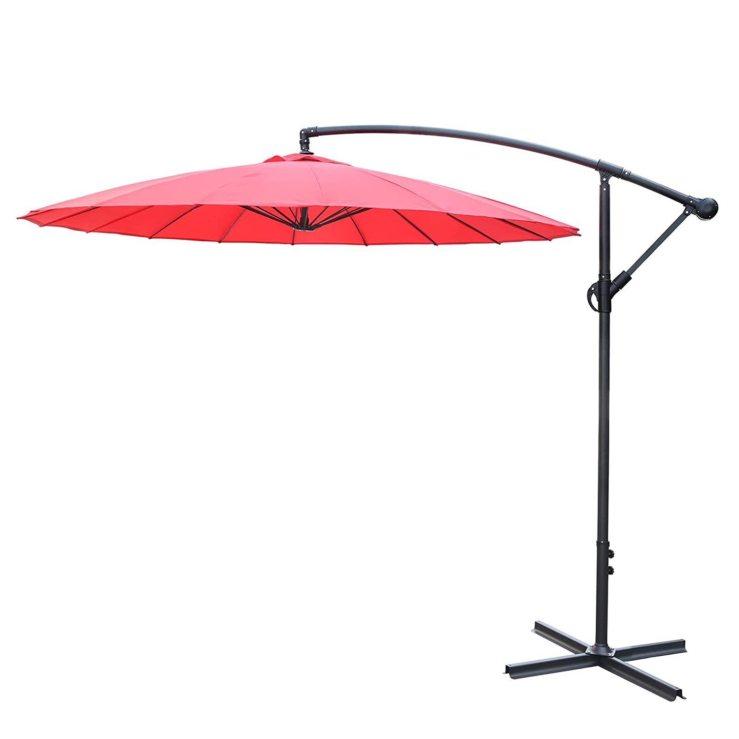 Offset Hanging Market Patio Umbrella w/Easy Tilt Adjustment for Backyard, Poolside, Lawn and Garden, Red