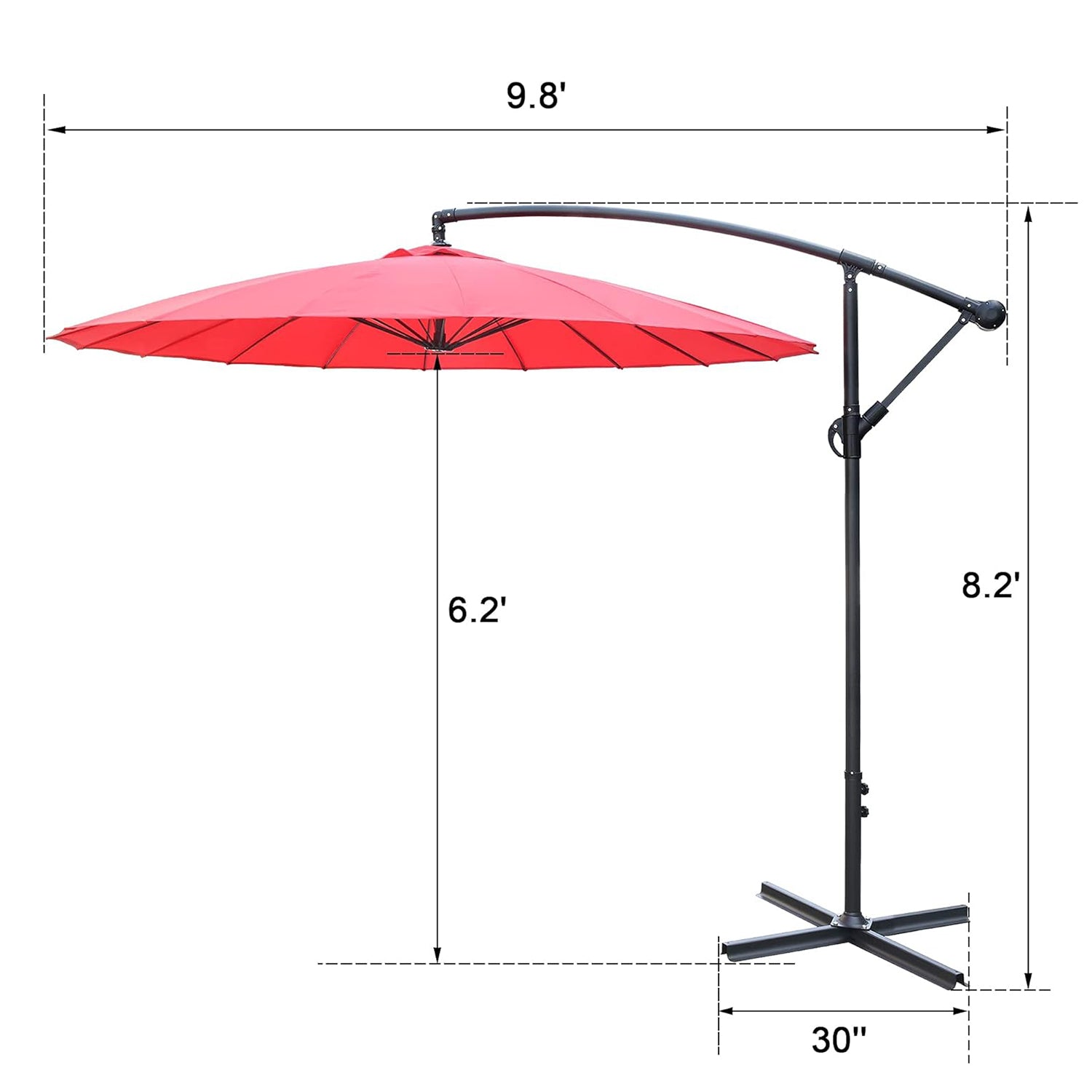 Offset Hanging Market Patio Umbrella w/Easy Tilt Adjustment for Backyard, Poolside, Lawn and Garden, Red