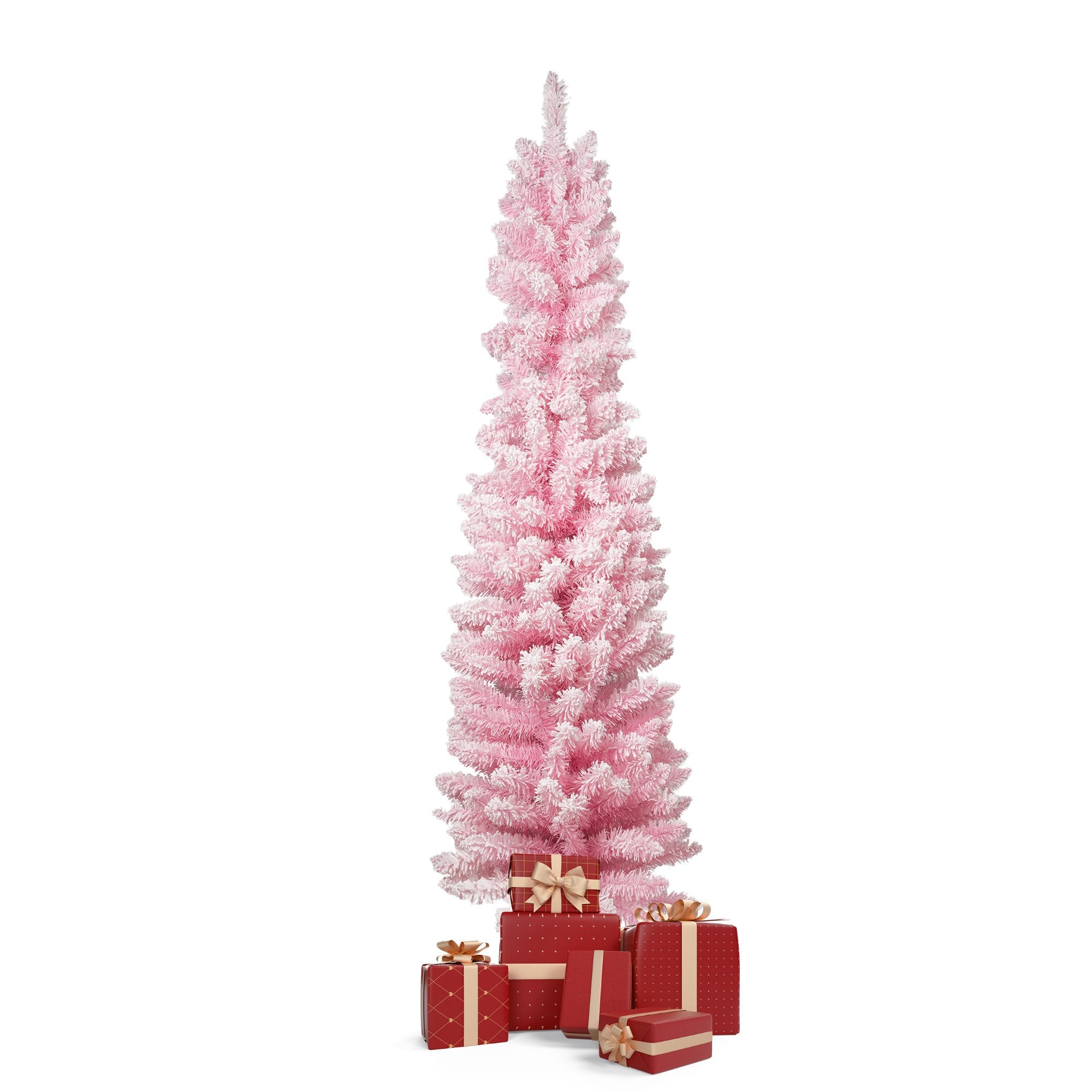 6.9ft Pink Christmas Tree Artificial Xmas Tree with 450 Branch Tips, Metal Frame - Bosonshop