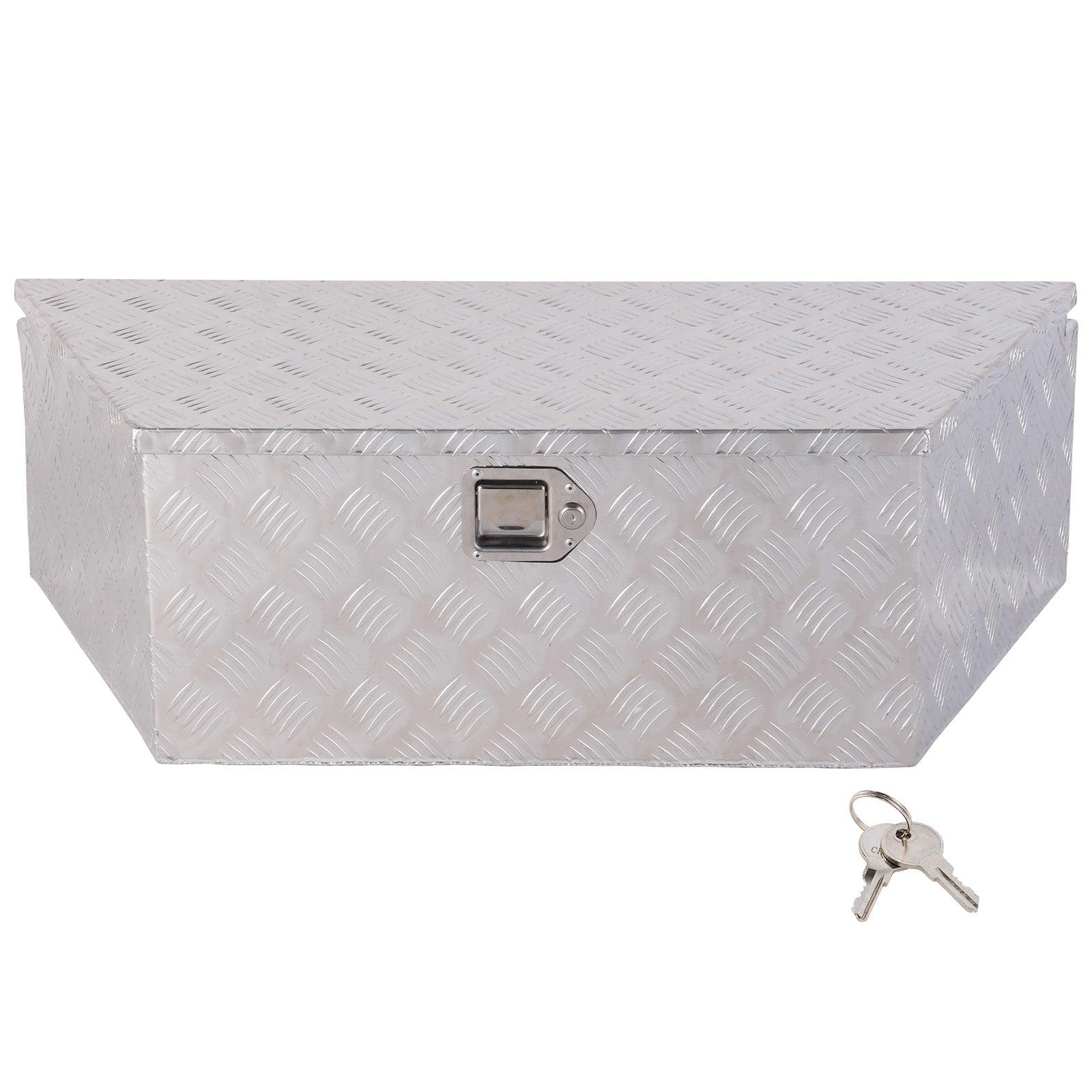 39" x 16.5" x 12" Heavy Duty 5 Bar Tread Aluminum Trailer Tongue Truck Box Tool Chest w/ Lock and Keys, Silver - Bosonshop