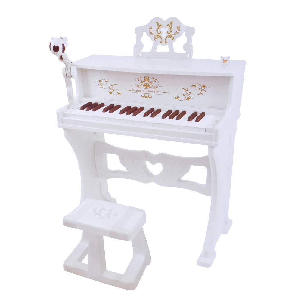 Bosonshop Kids Toy Grand Piano with 37-Key Keyboard Stool and Microphone Little Princess, White