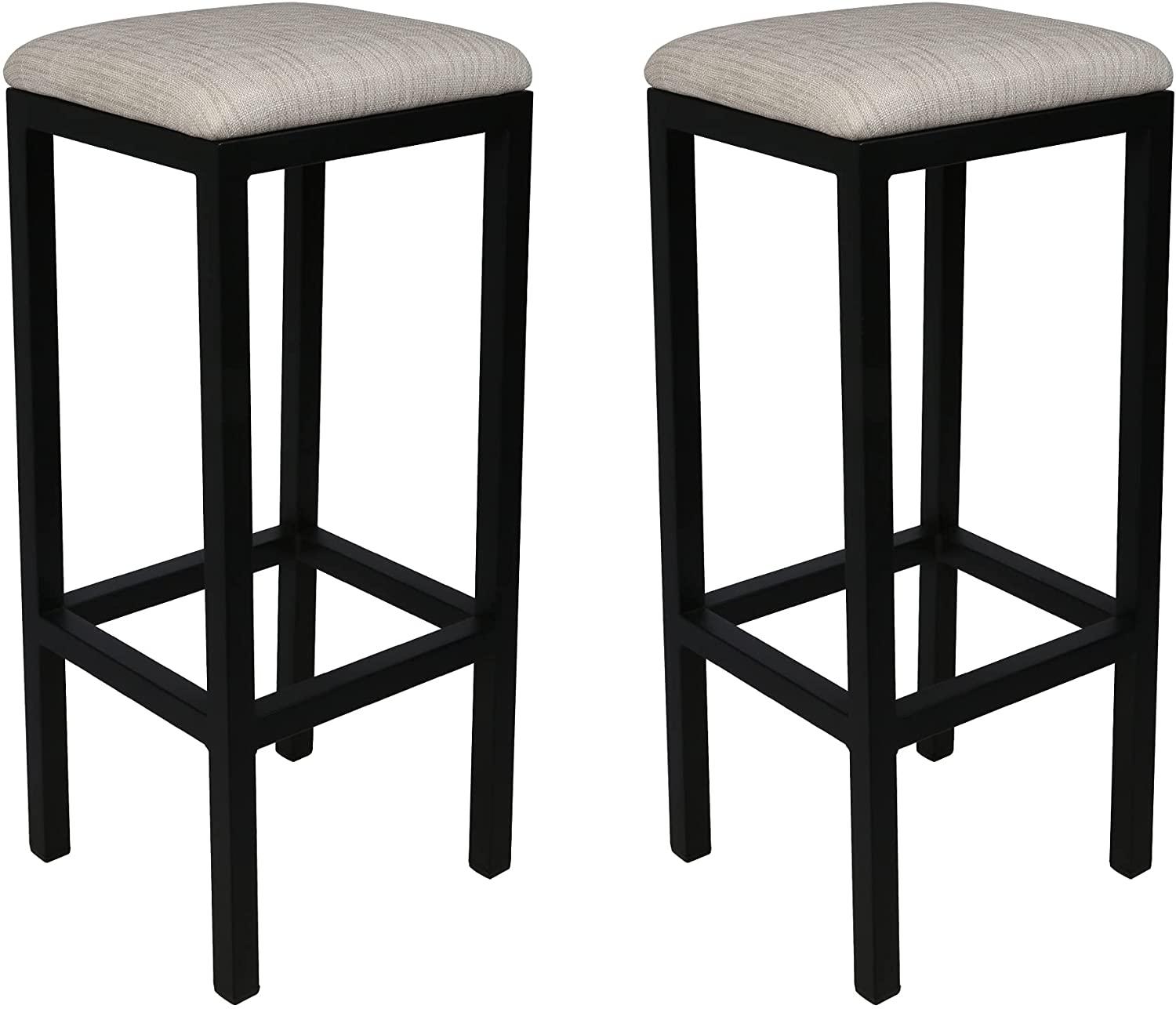 Set of 2 Bar stools Counter Height Bar Stools with Footrest Modern Bar Chair Metal Bar Stool PU Leather Black Barstool - Bosonshop