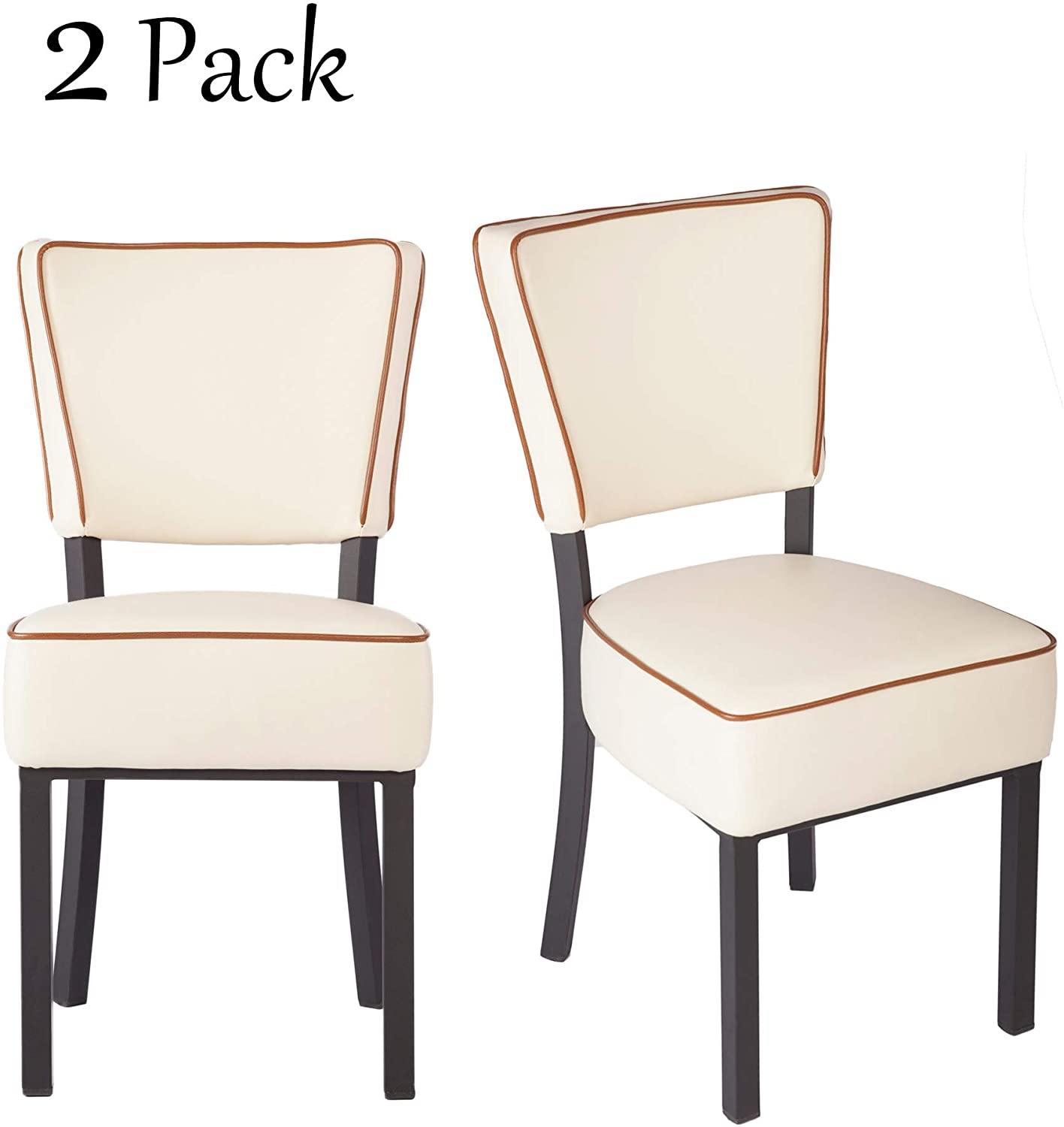 33" Upholstered Bar Stools with Cushioned Seat,Modern Dinning Kitchen Chair (Set of 2), Creamy-White - Bosonshop