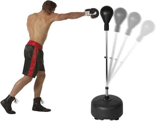 Punching Bag Reflex Freestanding Boxing Heavy Bag Height Adjustable Punching Speed Bag for Adult and Kids Fitness Training -Black
