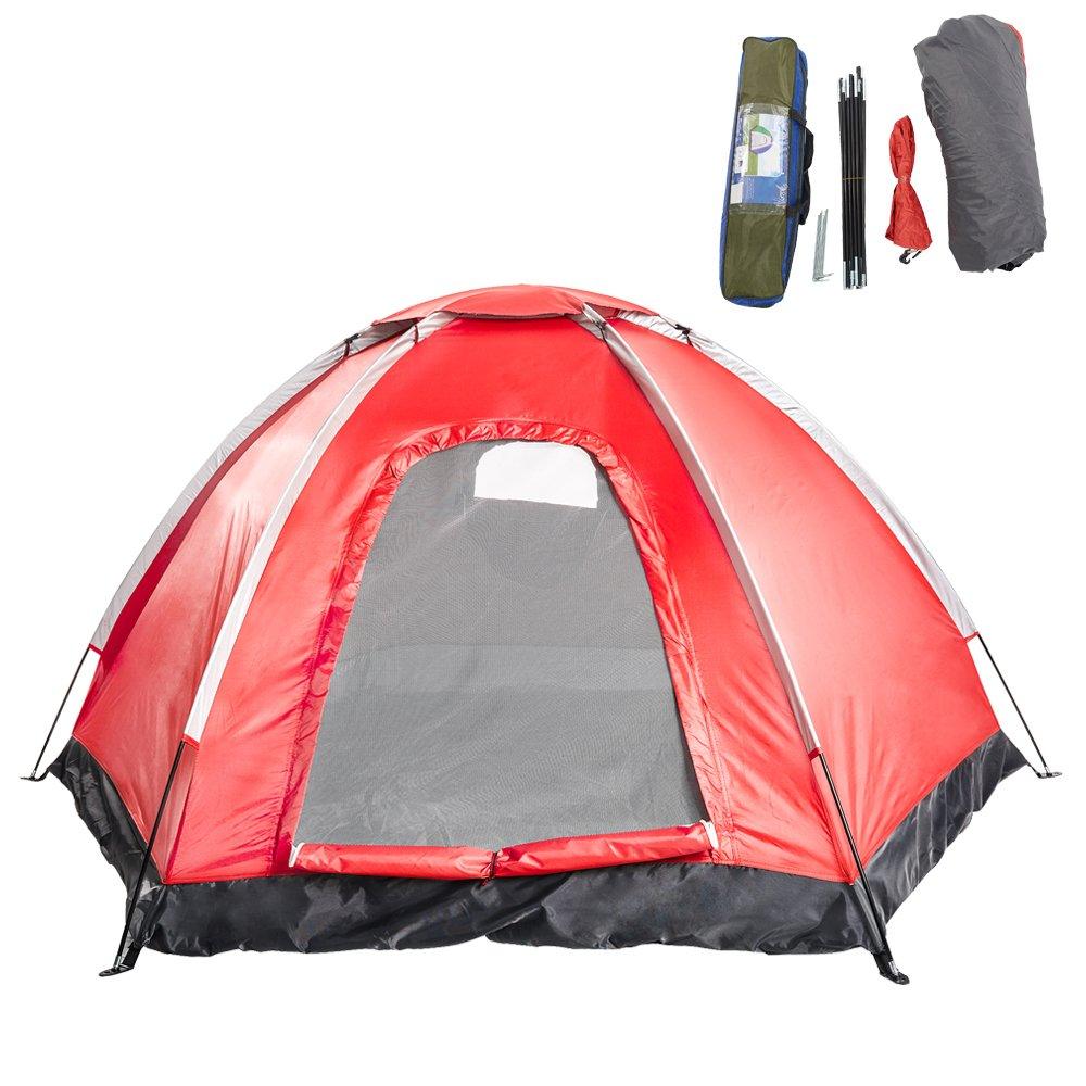 Bosonshop 2-3 Person Tent with Carry Bag Waterproof Moisture-proof, Red