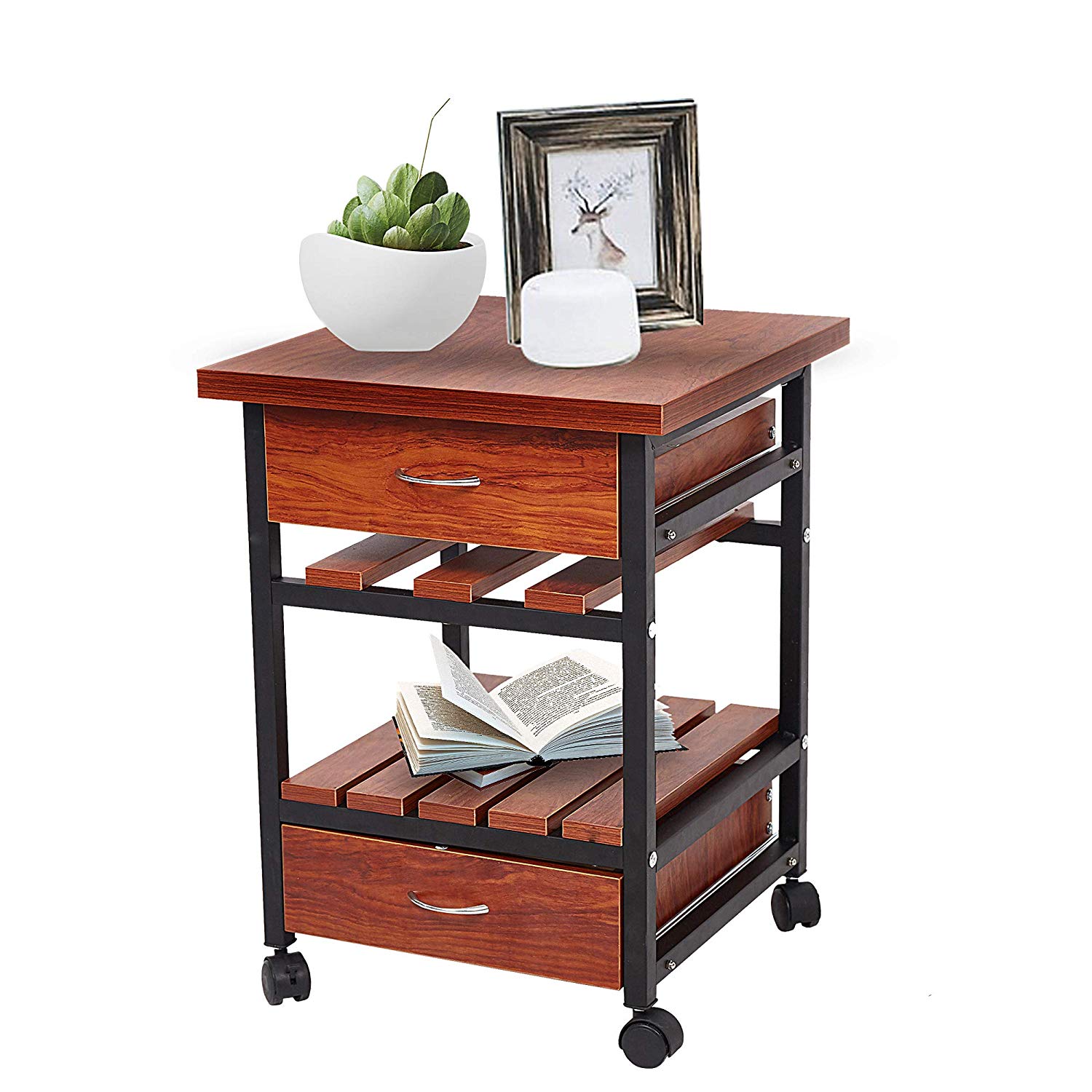 Bosonshop Nightstand Dresser Storage Organizer Unit with 2 Drawers for Bedroom Living Room