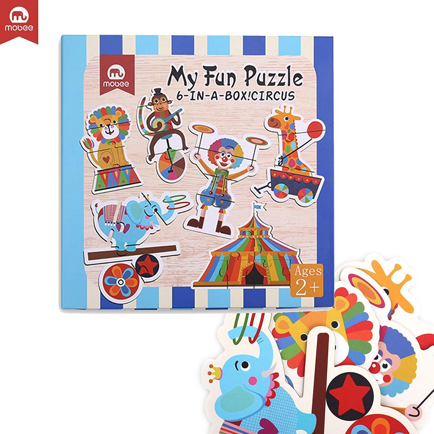Bosonshop 6-in-1 Educational Jigsaw Puzzles with Reference Sample for Preschool Kids, Circus Puzzle