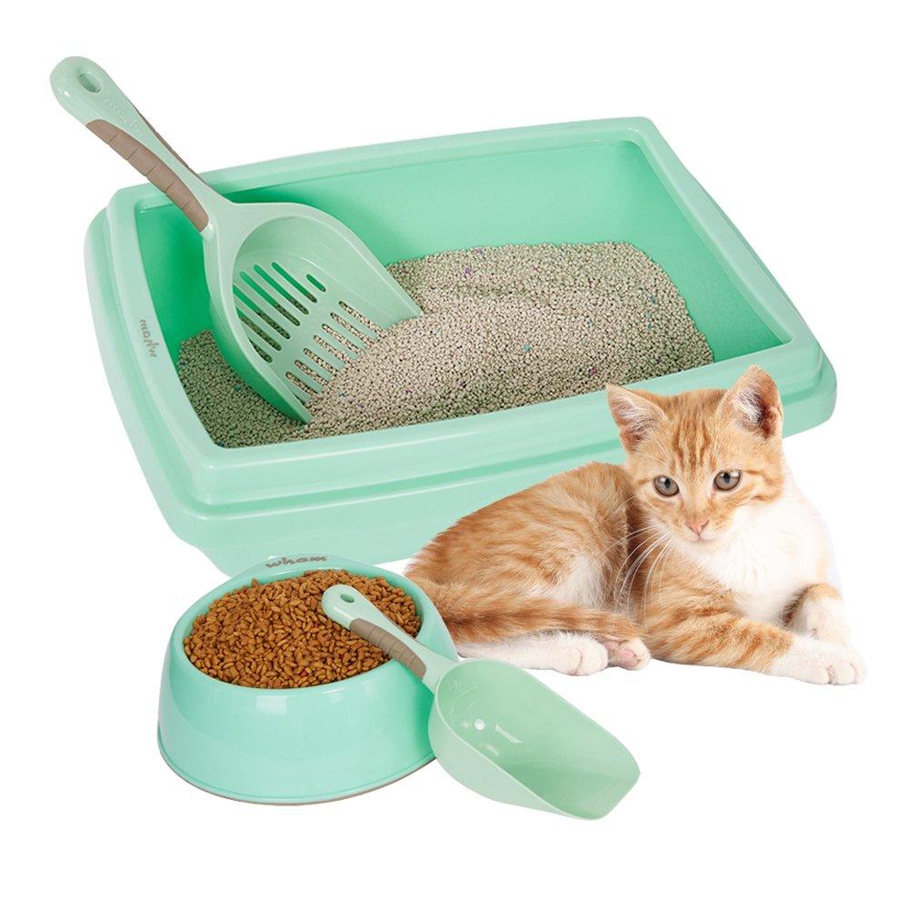 Bosonshop Plastic Pet Supplies Set Cat Kitten Dog Litter Tray, Bowl, Litter Scoop and Food Scoop