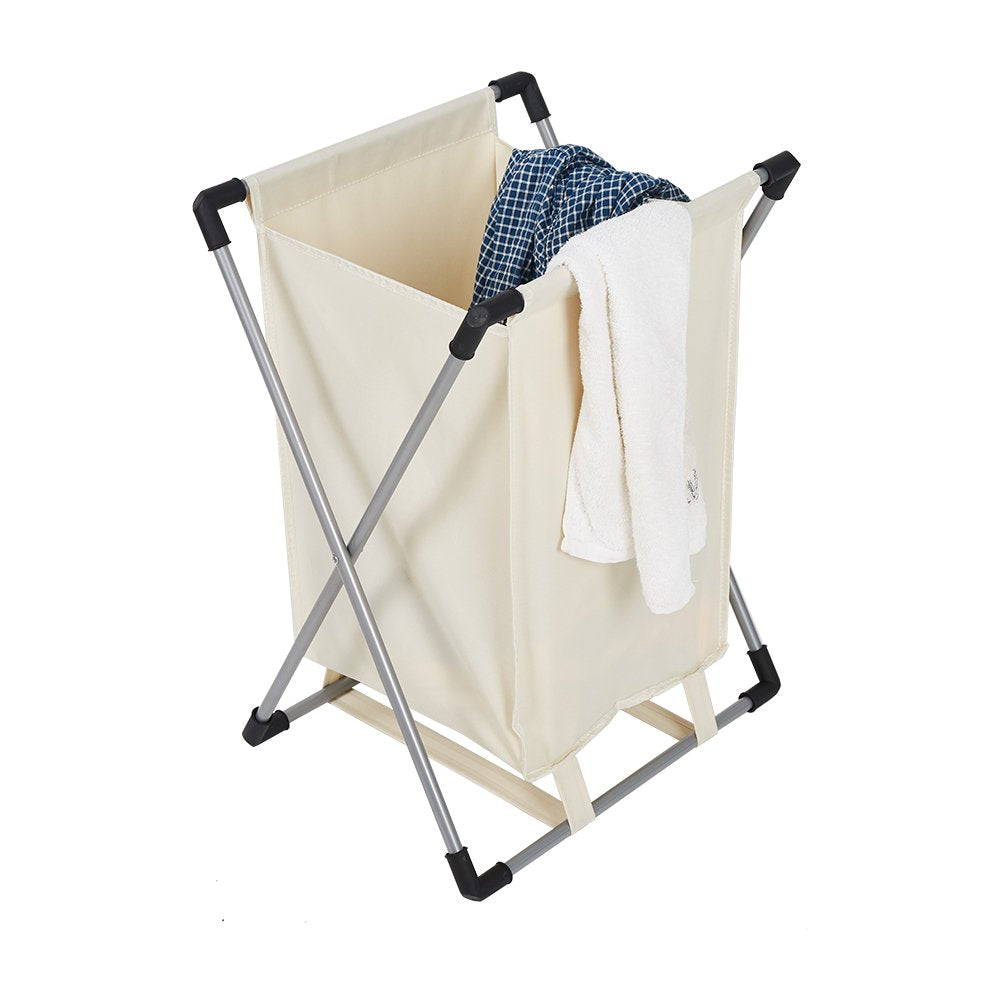 Bosonshop Single Basket Floding Laundry Hamper with X-Frame for Apartment Home College Use