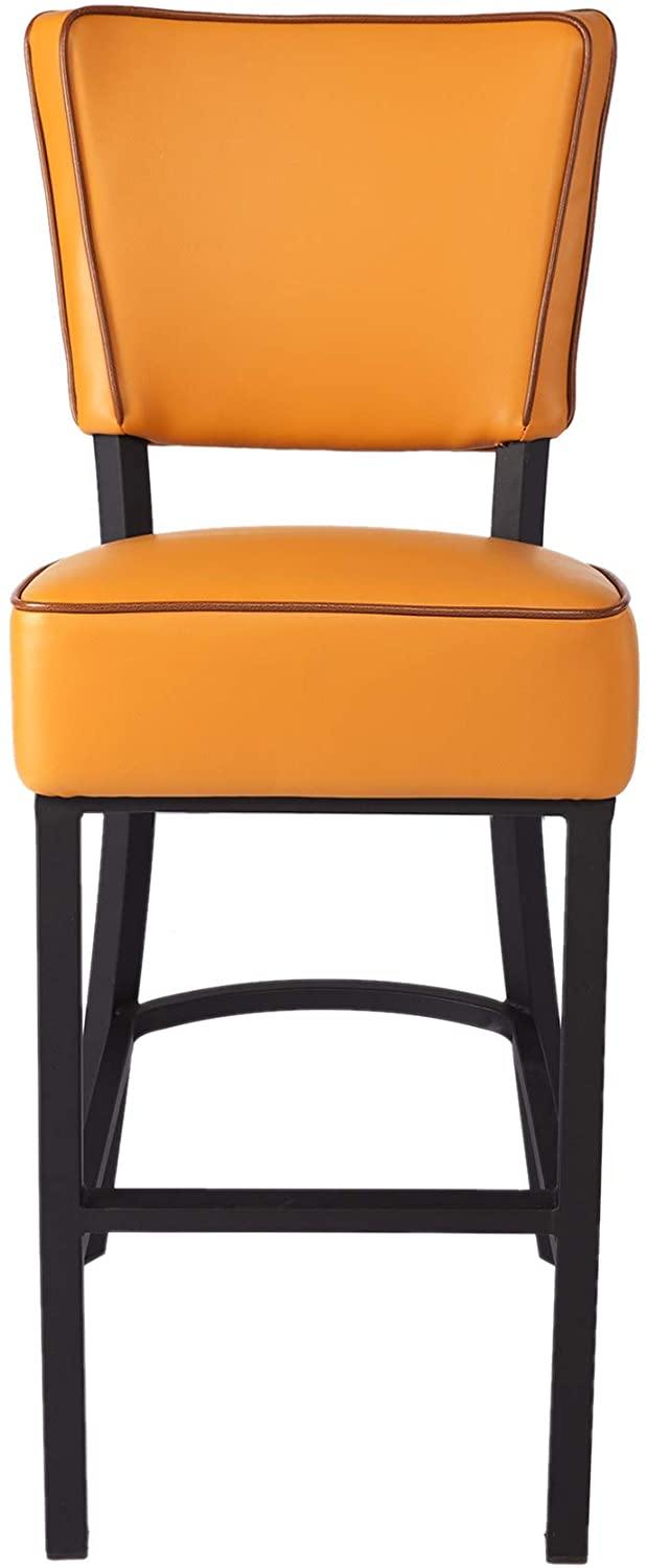 42" Upholstered Bar Stools with Cushioned Seat,Modern Dinning Kitchen Chair, Yellow - Bosonshop