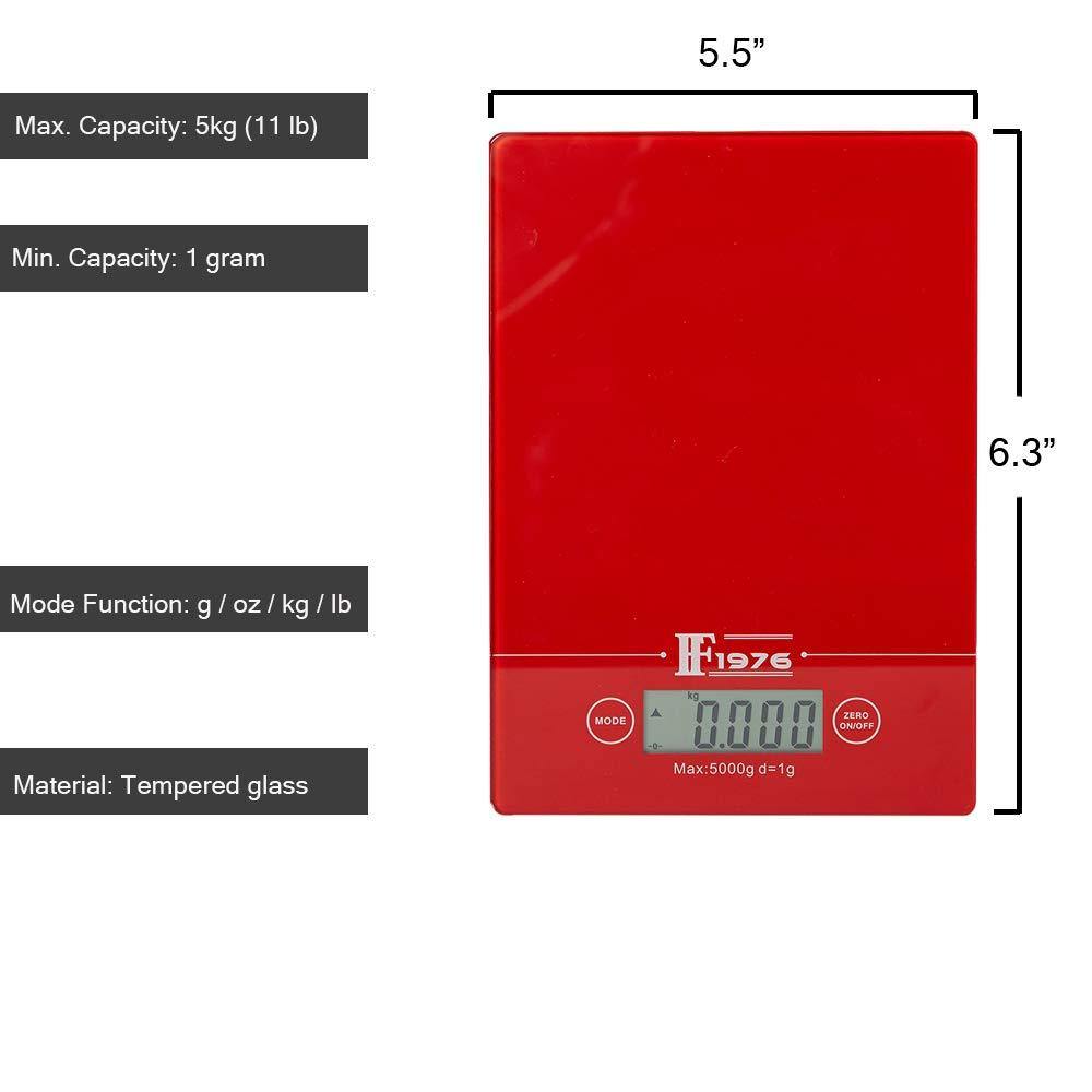 Bosonshop 5KG 11lbs Touch Sensitive Food Scale with Backlit LCD Display and Tare Function (white)