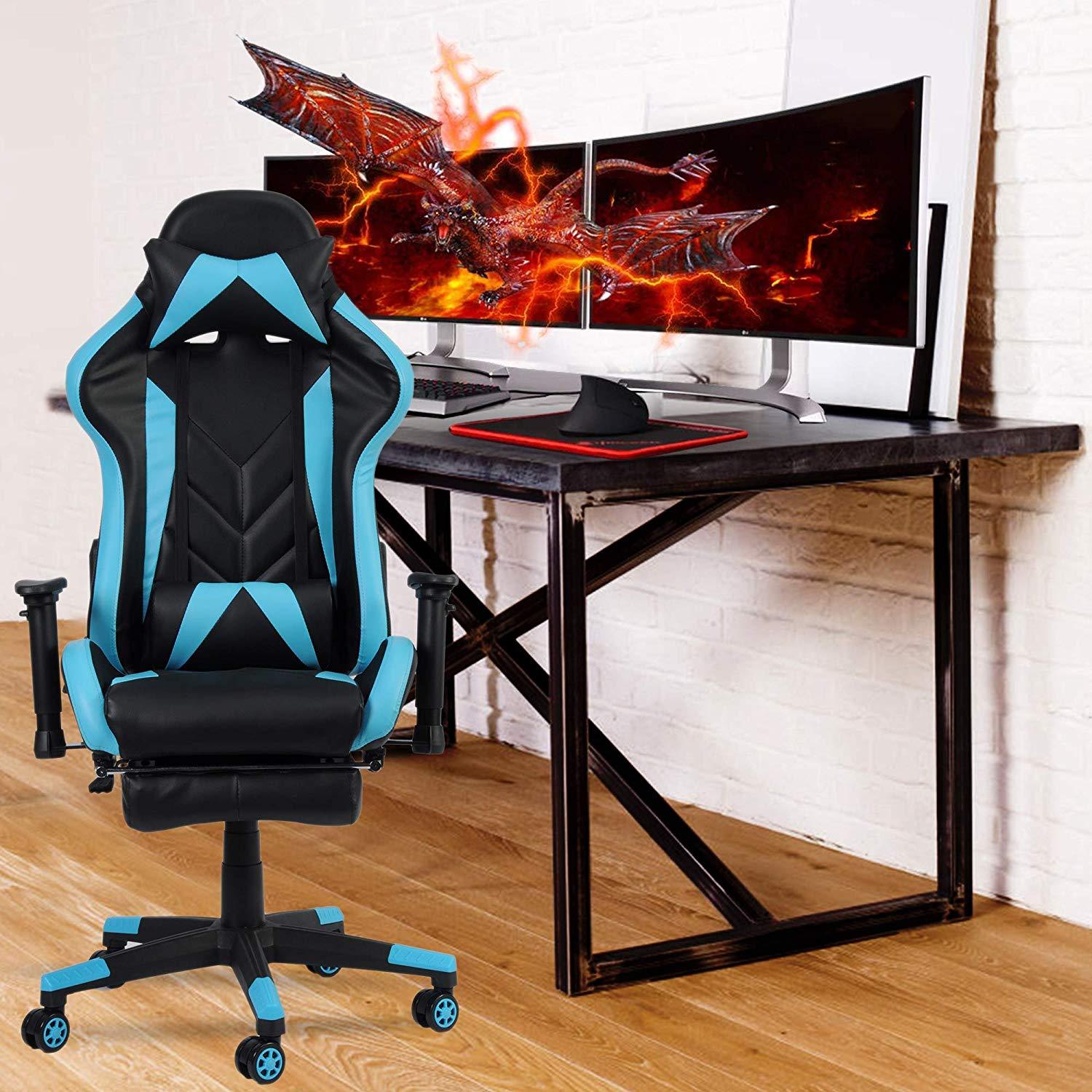 Bosonshop Gaming Desk Chair Ergonomic Office Chair with Footrest Racing Style