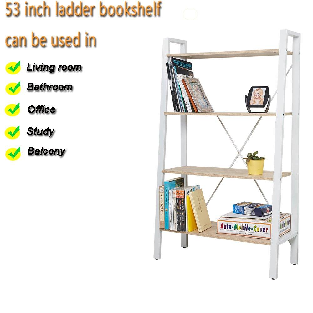 Bosonshop Free Standing Open Bookcase Storage Shelf Units Display Stand, Oak and White