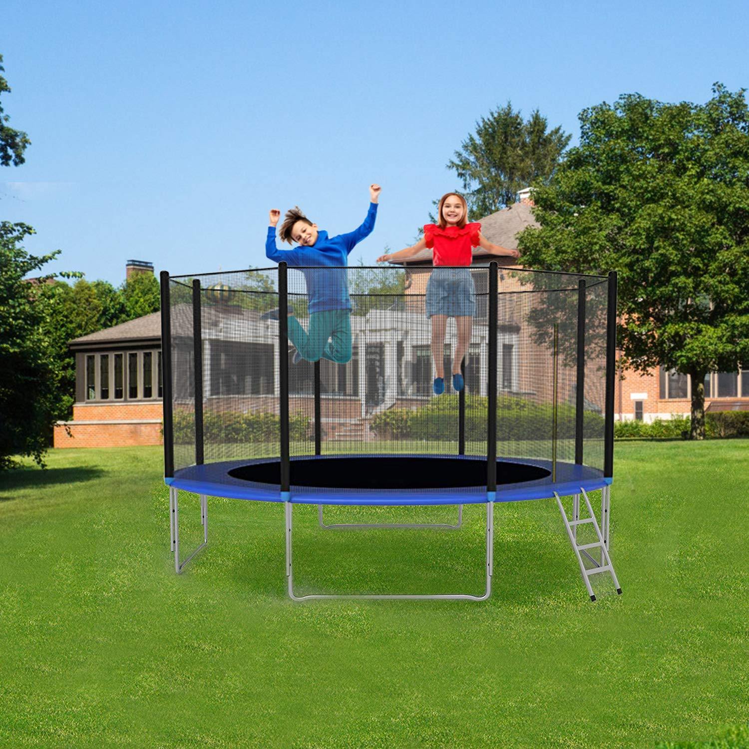 10' Round Trampoline Combo Bounce Jump Trampoline With Safety Enclosure And Spring Pad - Bosonshop