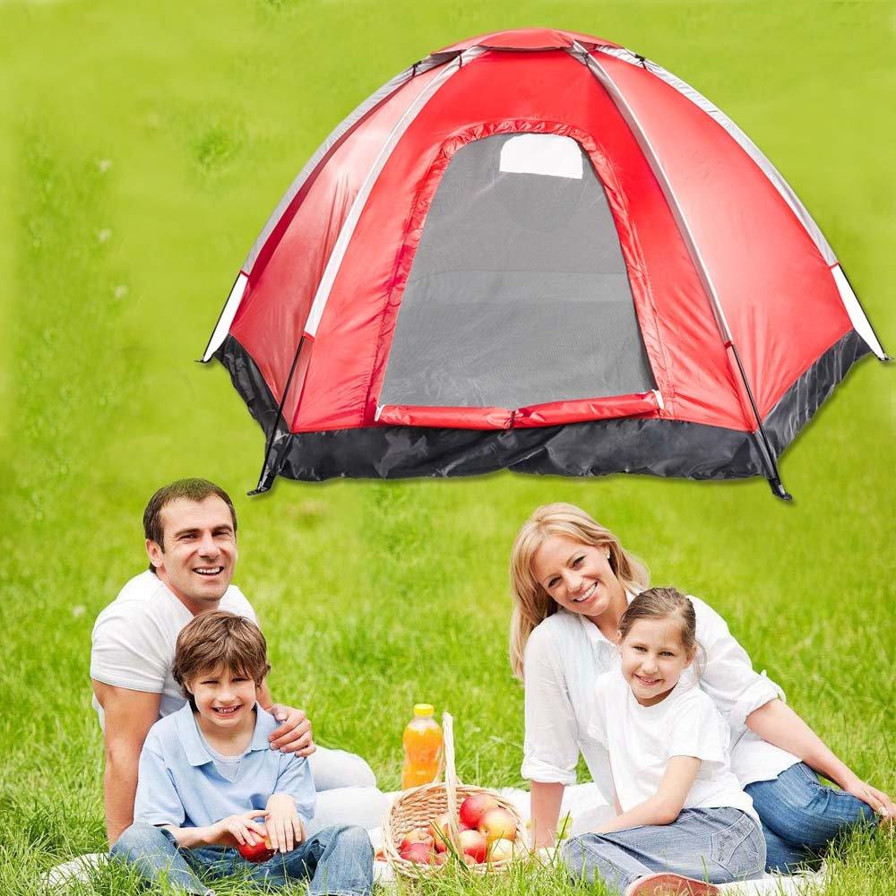 Bosonshop 2-3 Person Tent with Carry Bag Waterproof Moisture-proof, Red