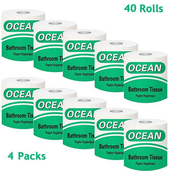 Toilet Paper 100% Recycled 3-Ply Bath Tissue, 4 Packs of 10 Rolls (40 Rolls Total), Super Soft - Bosonshop