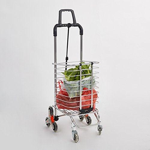 Bosonshop Aluminum Stair Climbing Shopping Cart with Rubber Swivel and Tri-Wheels