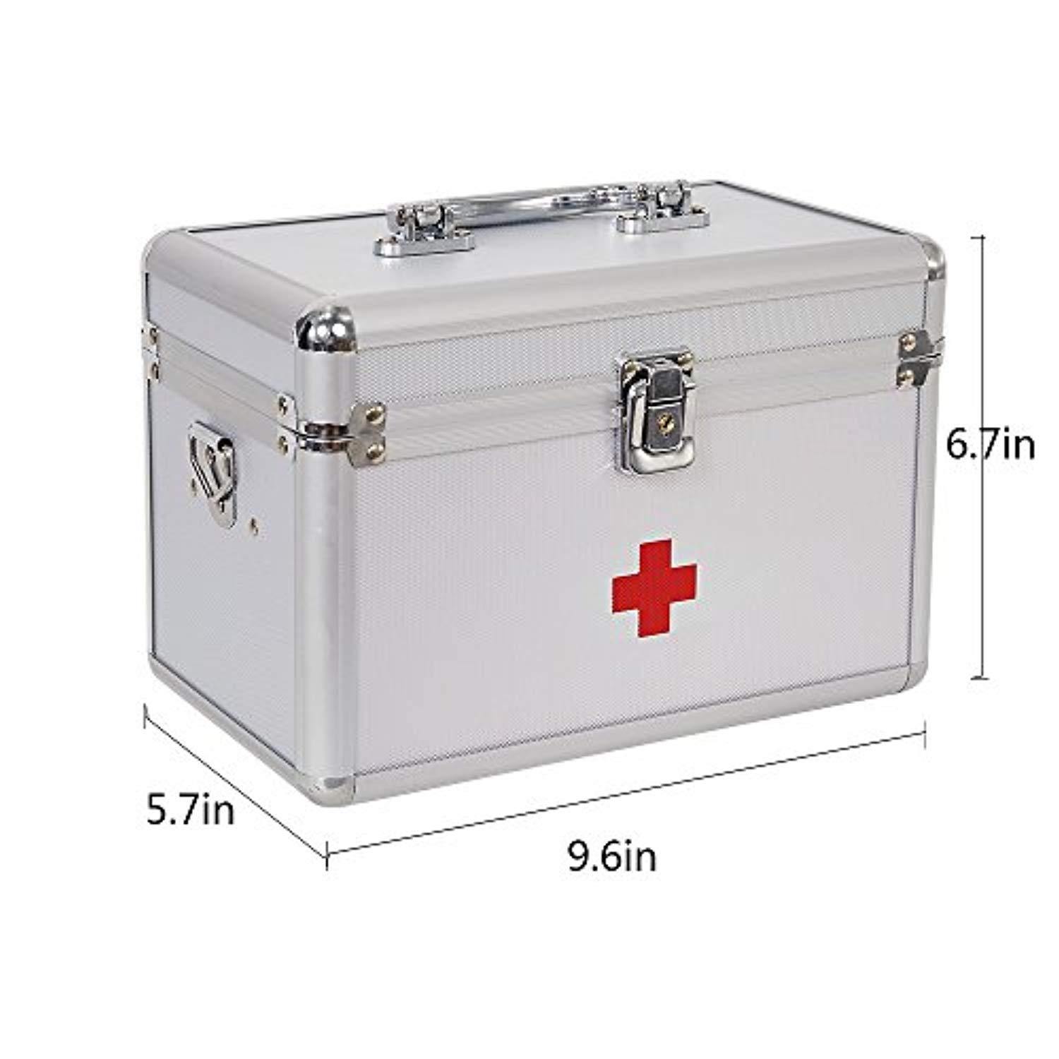 Bosonshop Lockable Medicine Storage Box,First Aid Box with Compartments