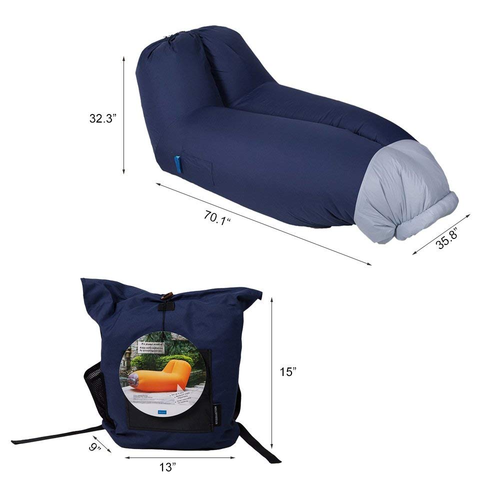 Bosonshop Summer Outdoor Inflatable Lounger Seat Air Mattress Lounge Chair Sofa with Storage Bag