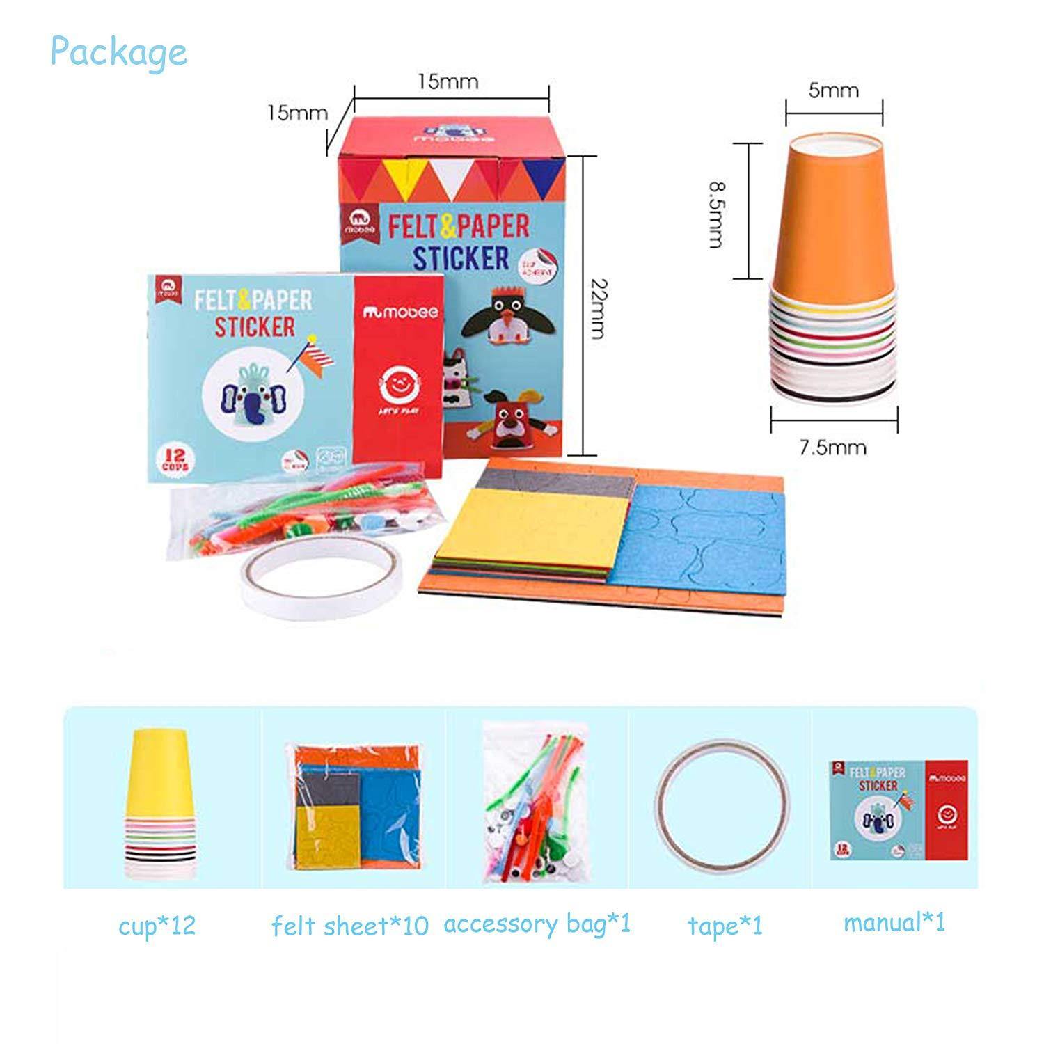 Bosonshop Felt Paper Cup Sticker DIY Craft Kits Paper Art Training Early Educatioanl Playing Toys Kids