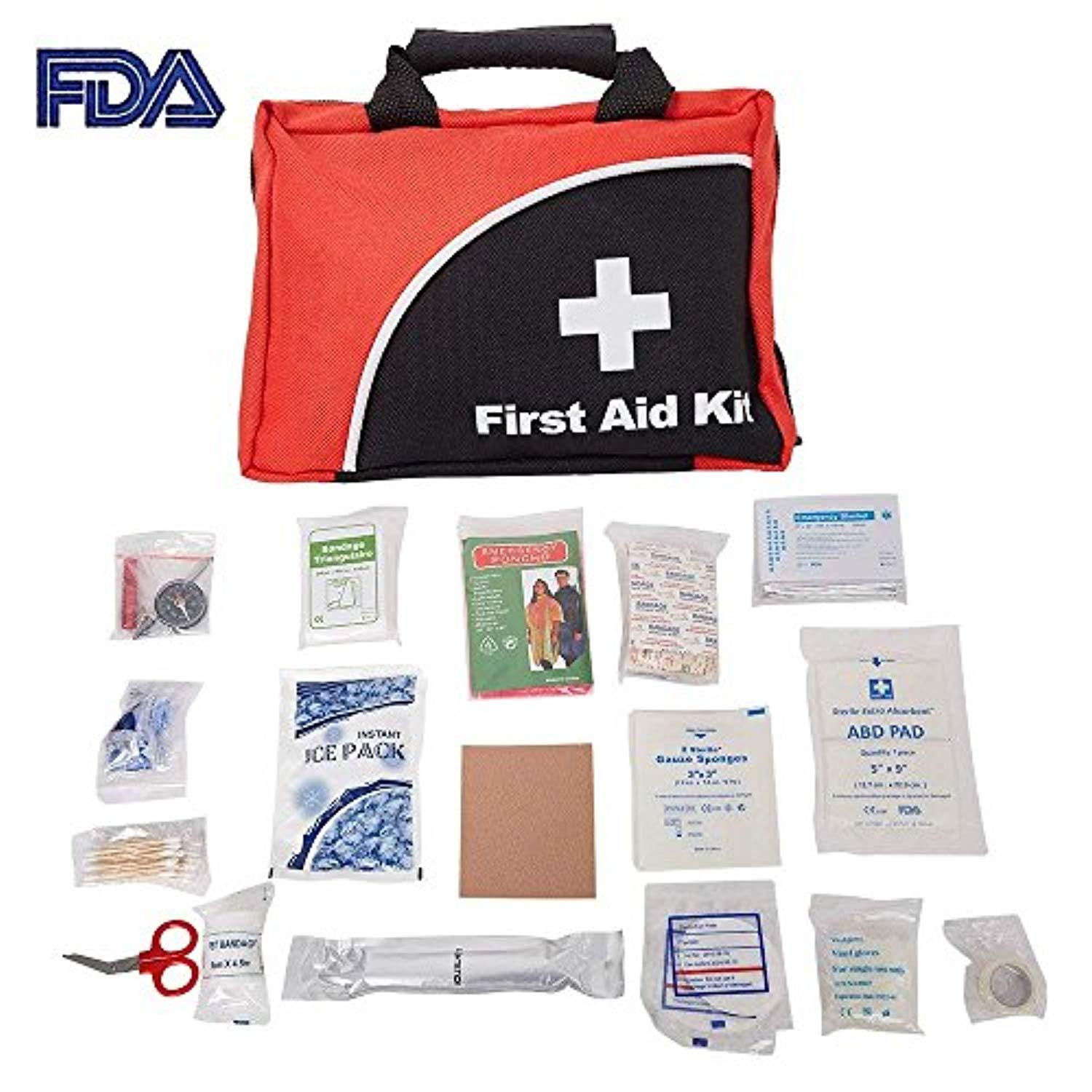 Bosonshop 110 Pieces FDA Approved First Aid Kit Compact Emergency Survival Kit Home School, Office