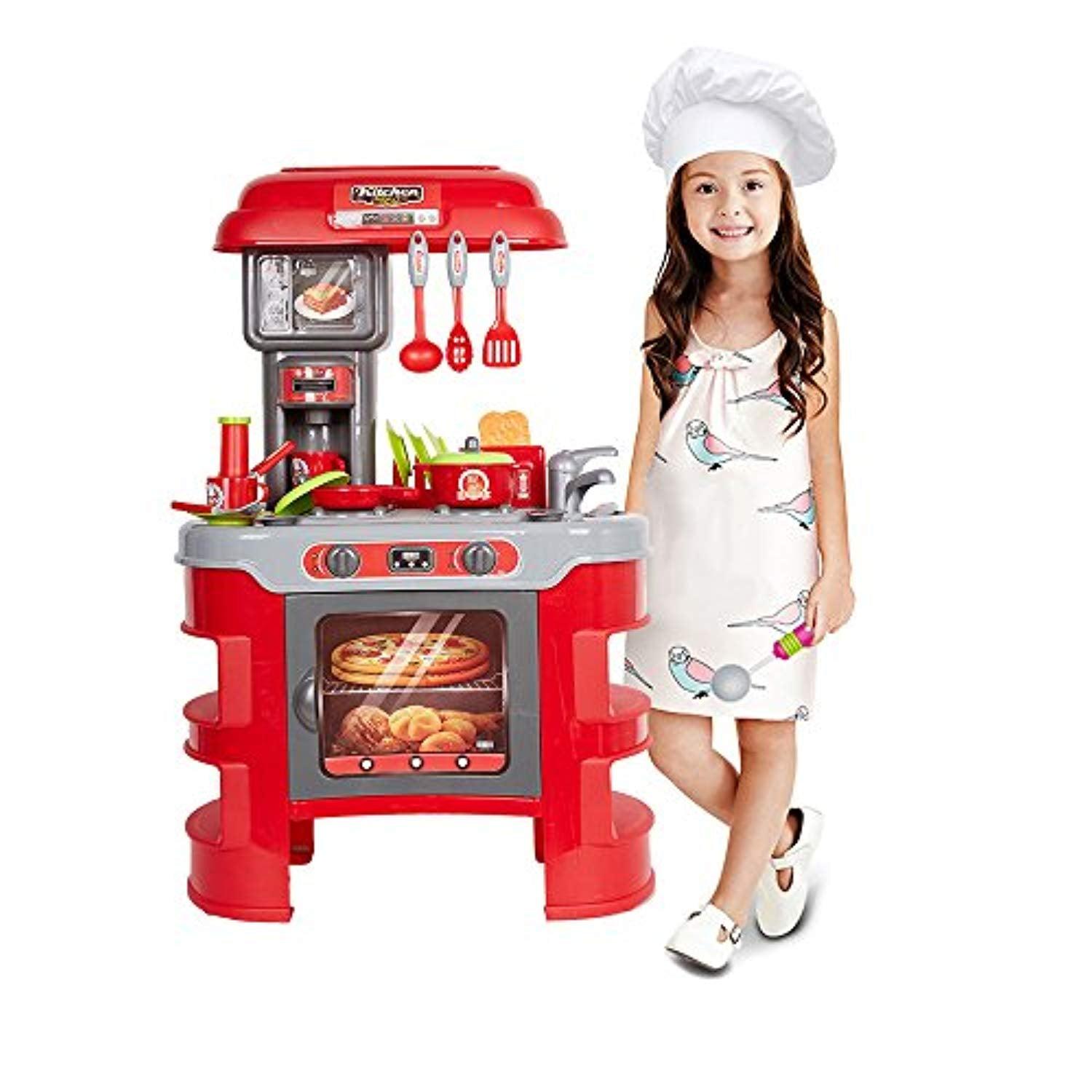 Bosonshop Kids Pretend Role Play Cook 's Store Kitchenware Super Chef Playset Toy, Red