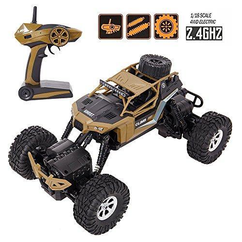 Bosonshop Electric RC Car 1:18 Remote Control Vehicle 2.4Ghz Off-Road Rock Crawler All Terrain Double-turn Waterproof Truck for Kids