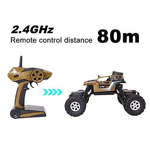 Bosonshop Electric RC Car 1:18 Remote Control Vehicle 2.4Ghz Off-Road Rock Crawler All Terrain Double-turn Waterproof Truck for Kids