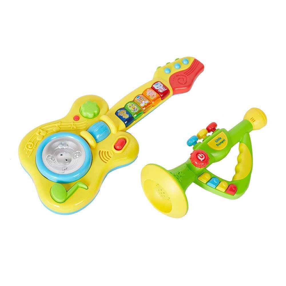 Bosonshop Kids 2 in 1 Electronic Musical Instruments Guitar Toys with Trumpet