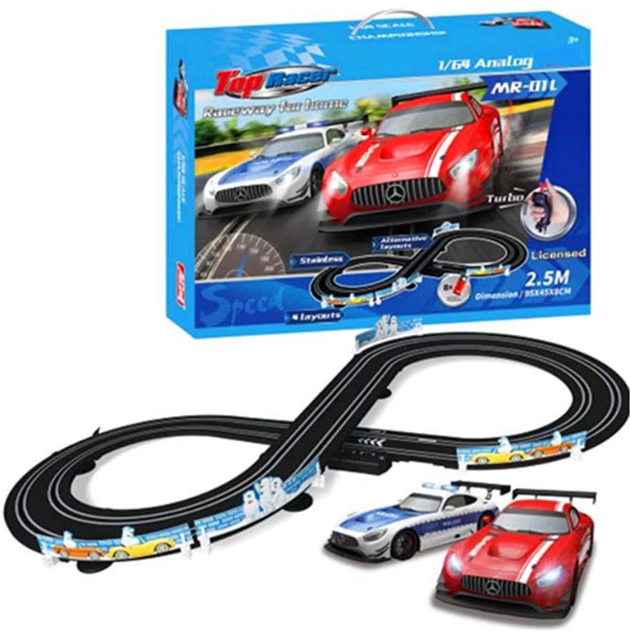 Electric 1:64 Scale Slot Car Racing Track Set Toddler Game Toy With Two Cars For Dual Racing For Kids - Bosonshop