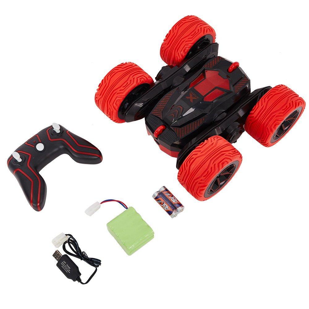 Bosonshop Stunt RC Car Double Sided Rotating Tumbling Ransformation 360 Degree/RED