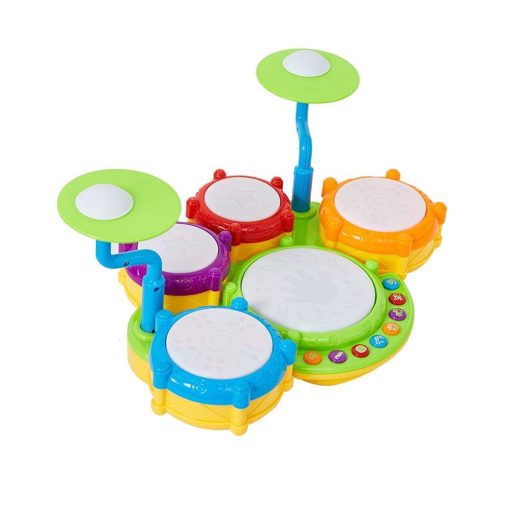 Bosonshop Musical Instrument Hand Drum Toy with Flash Lights for Kids Early Learning