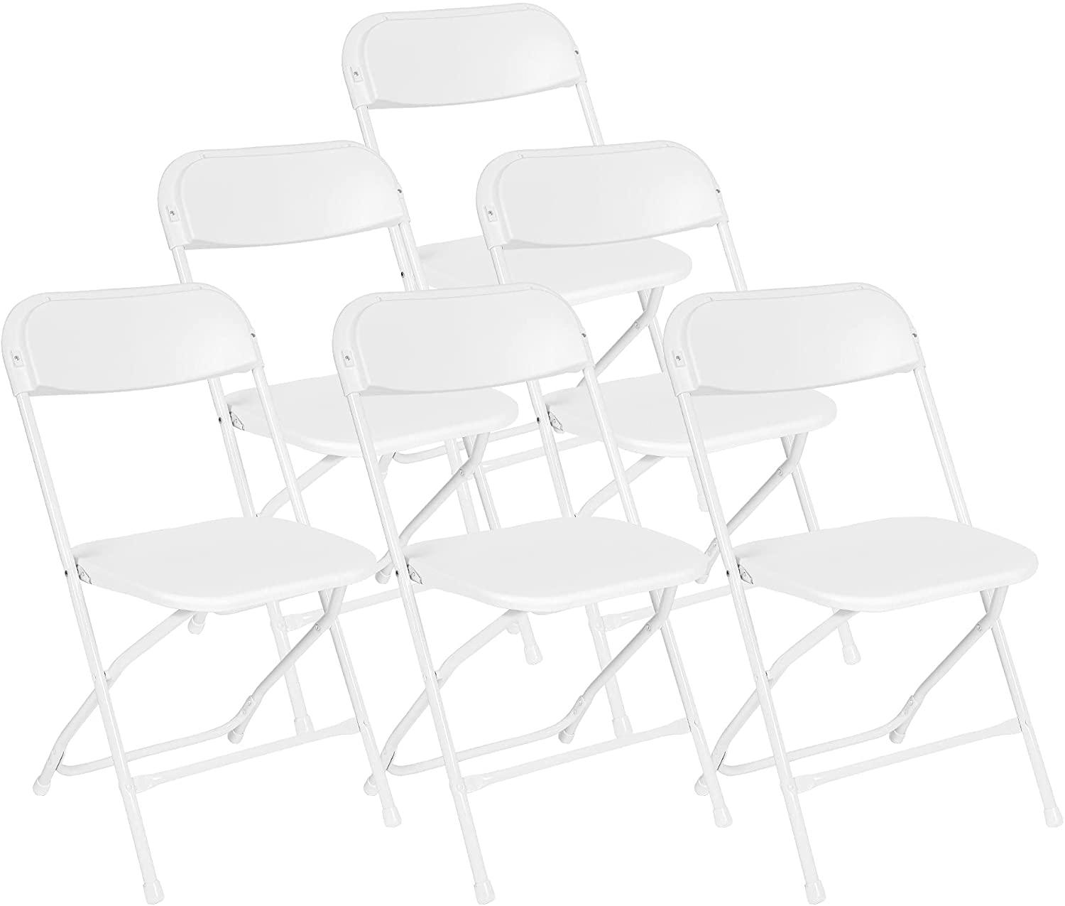 6 Pcs Premium White Plastic Folding Chairs for Wedding Party Outdoor Indoor Office Meeting House, 650 Lbs - Bosonshop