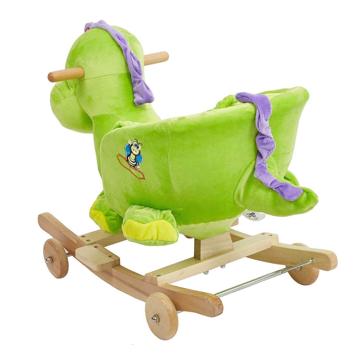Bosonshop Baby Kids Toy Plush Rocking Horse Rocking Green Dinasour