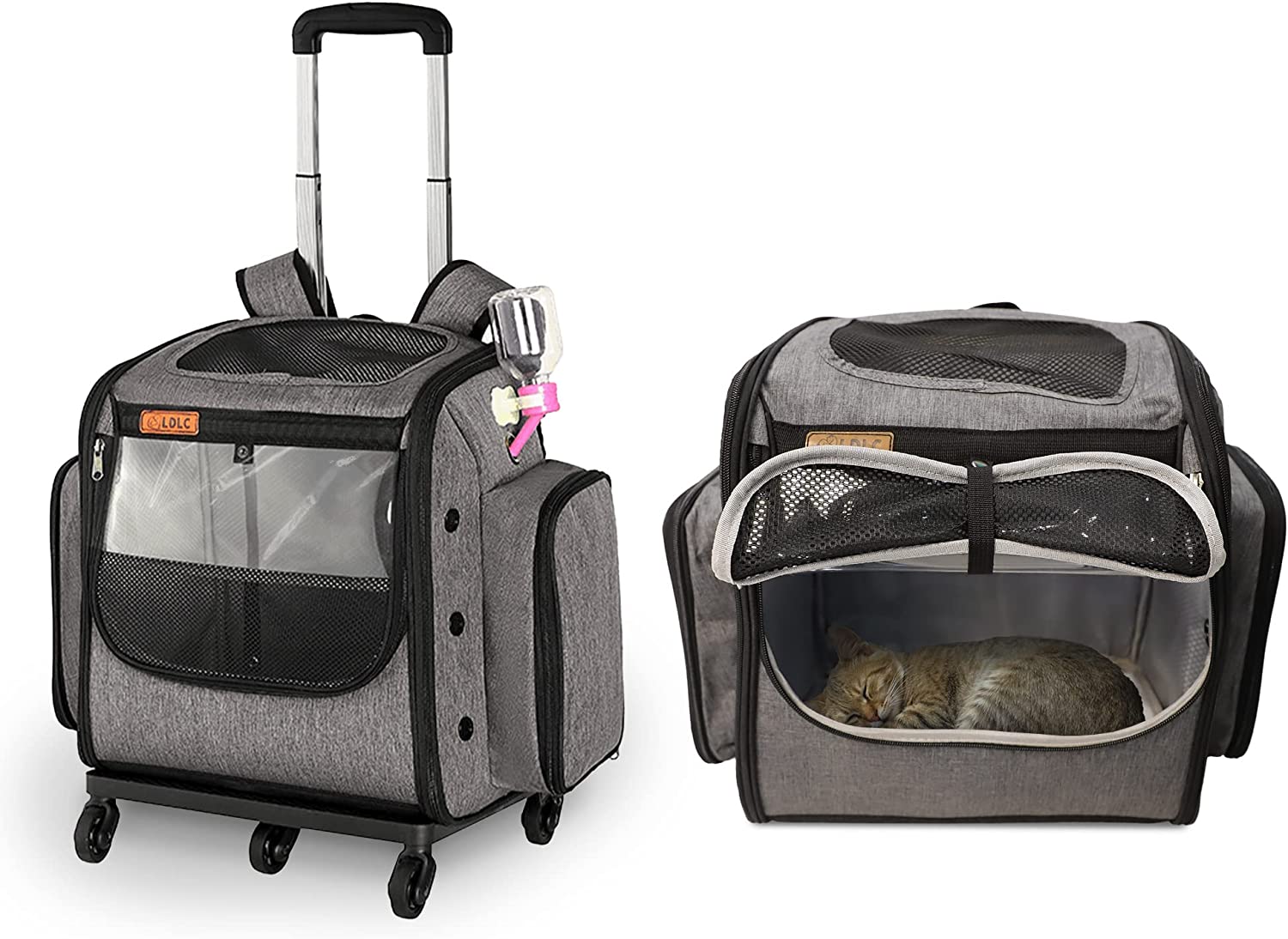 Cupets Pet Carrier Backpack, Airline Approved Pet Carrier with Removable Base, Telescopic Handle