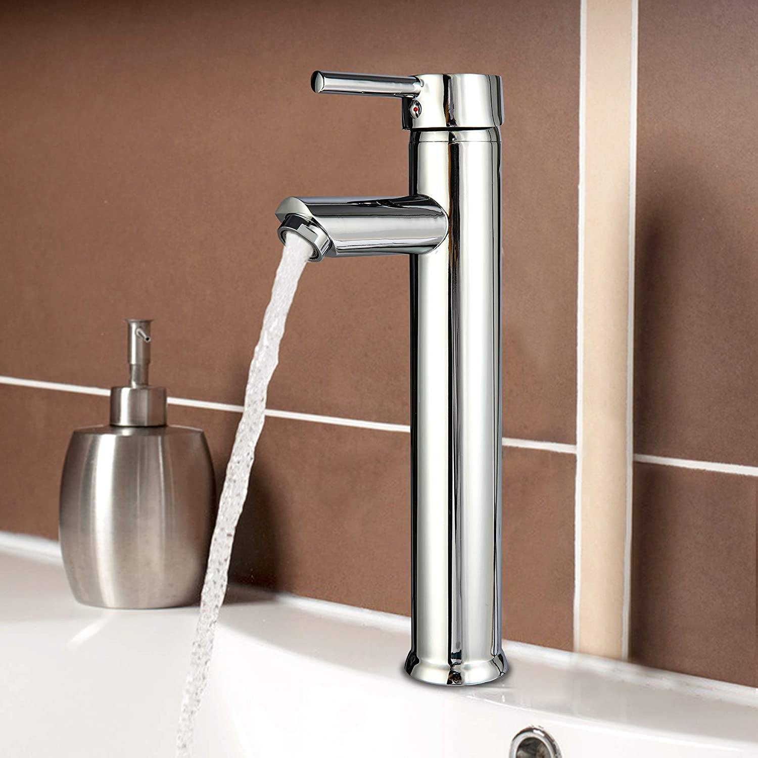 Single Hole Bathroom Vessel Sink Faucet, Single Handle Stainless Steel Tap for Bathroom Rv Wet Bar Sinks, Chrome - Bosonshop