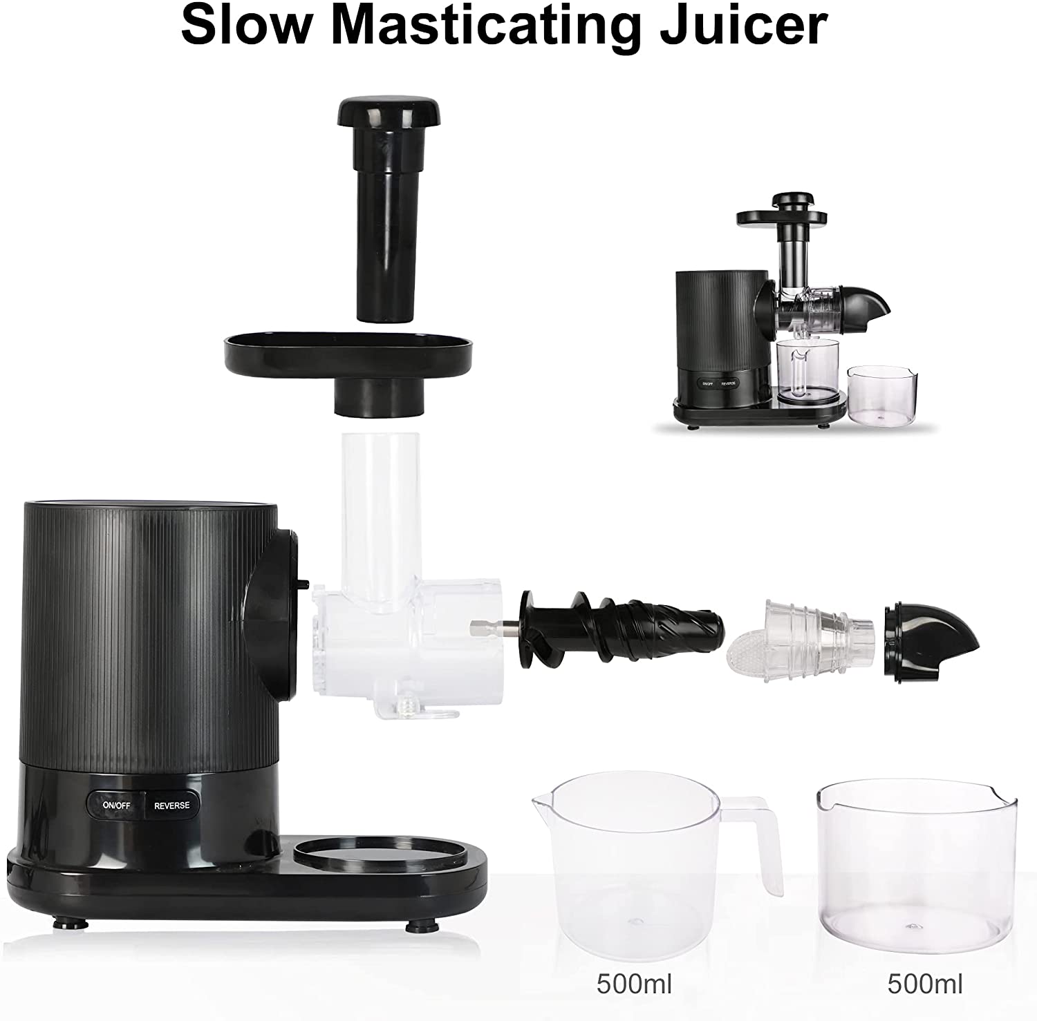 Centrifugal Juicer with 304 Stainless-Steel Filter, 2 Speeds, BPA-Free, High Juice Yield, Dishwasher Safe, 150W Low-Speed Celery Juicer